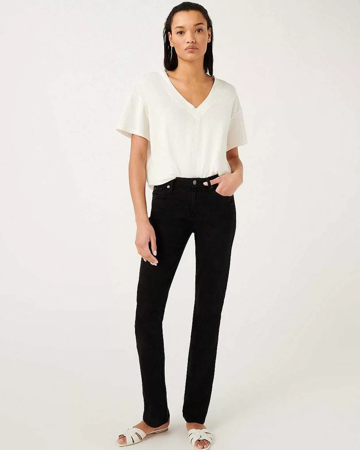 Women 7 For All Mankind Jeans*B(Air) Denim Kimmie Straight In Black Bairblack