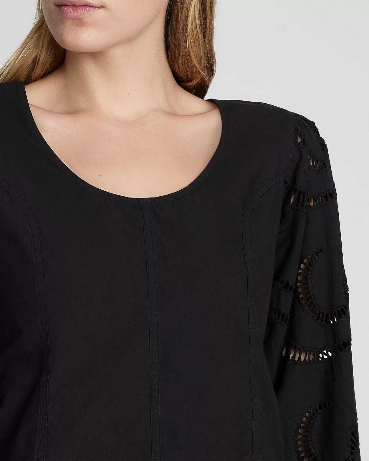 Women 7 For All Mankind Tops*Balloon Sleeve Eyelet Top In Black