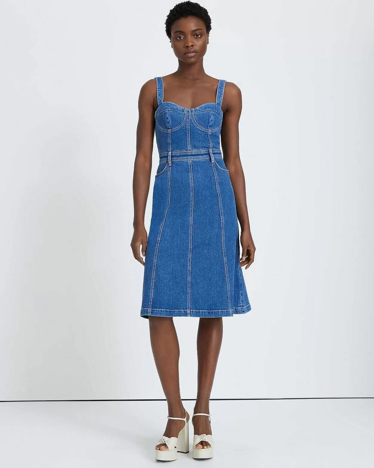 Women 7 For All Mankind Jeans*Beauty Denim Bustier Dress In Diana