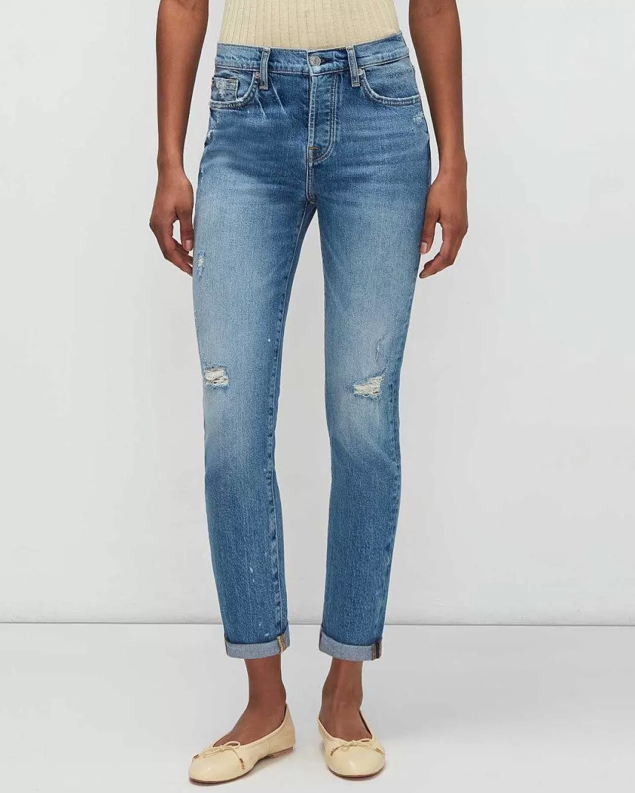 Women 7 For All Mankind Jeans*Beauty Denim Josefina In Fig Leaf Figleaf De