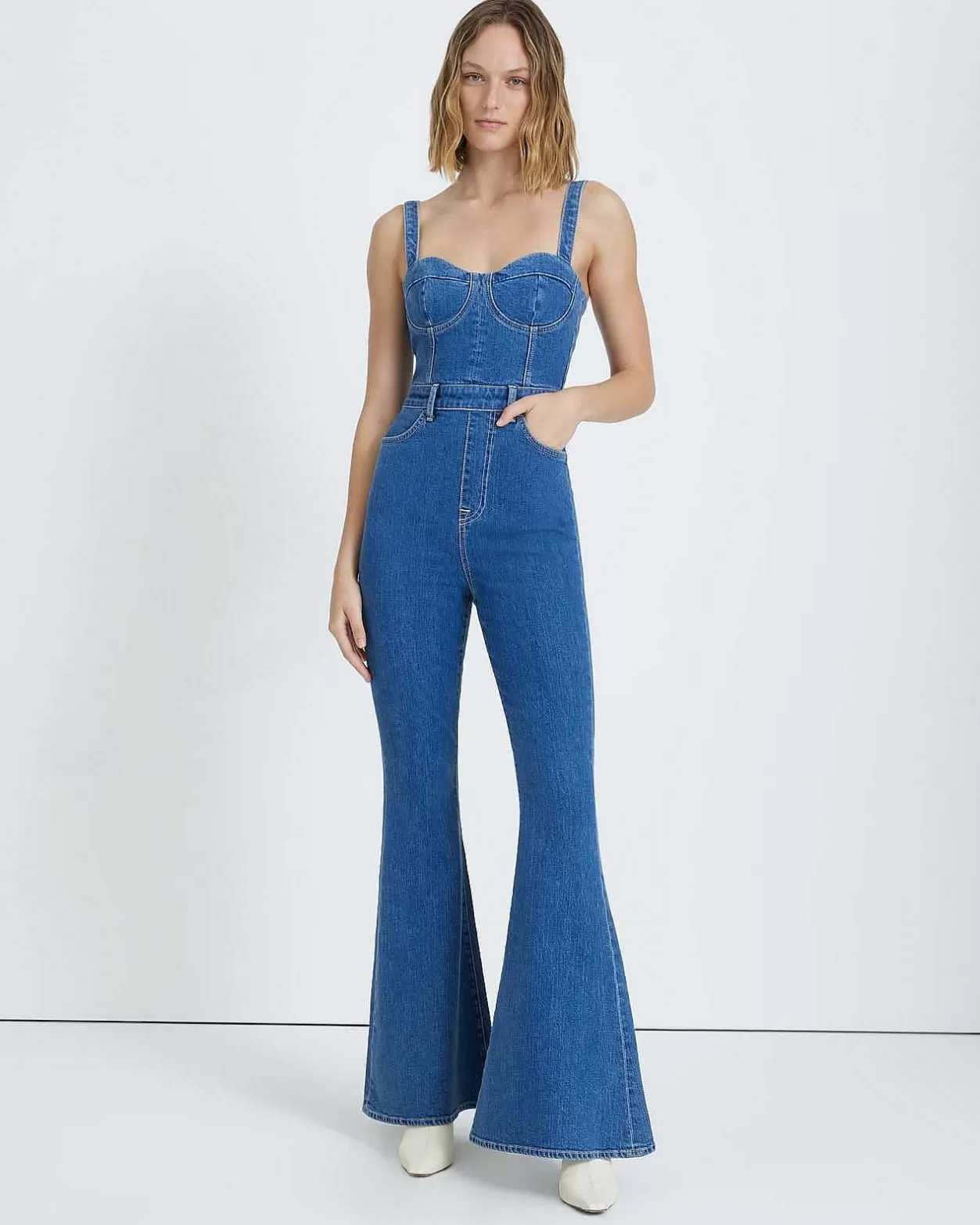 Women 7 For All Mankind Jeans*Beauty Denim Mega Flare Jumpsuit In Diana