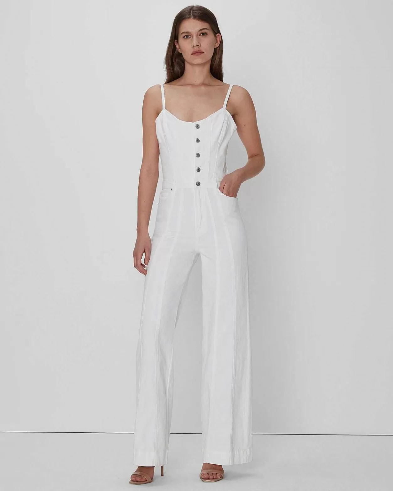 Women 7 For All Mankind Jeans*Bustier Jumpsuit In White