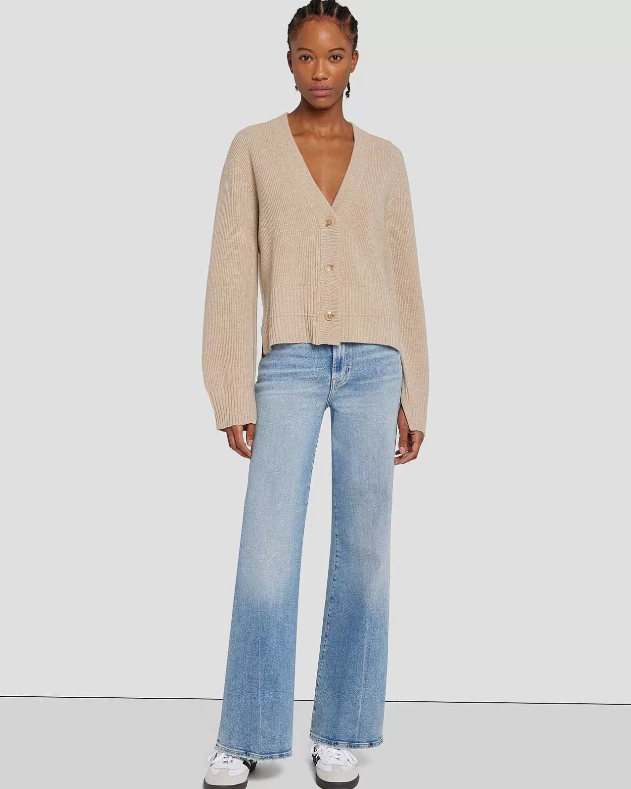 Women 7 For All Mankind Sweaters*Cashmere Cardigan In Oatmeal