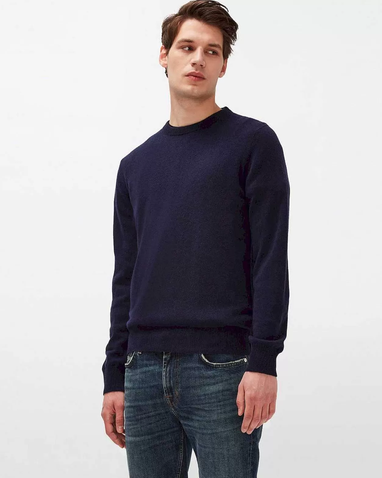 Men 7 For All Mankind Sweaters*Cashmere Crew In Navy