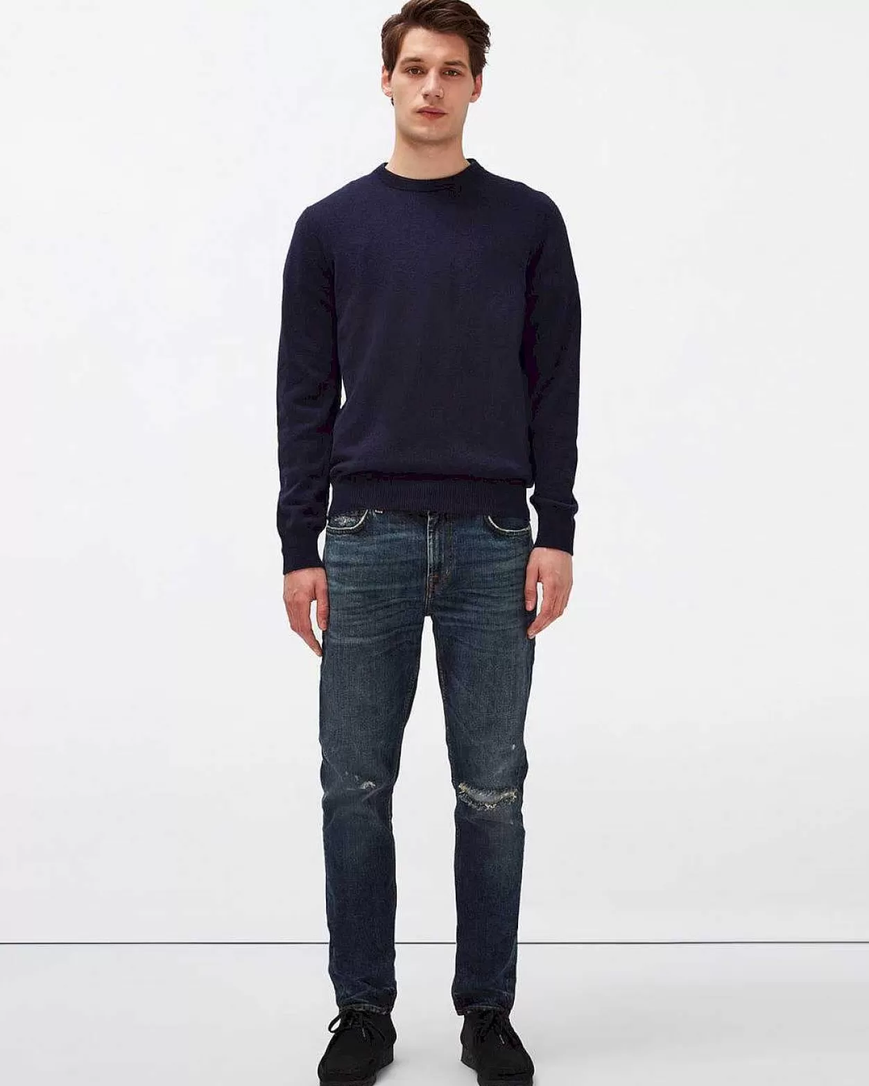 Men 7 For All Mankind Sweaters*Cashmere Crew In Navy