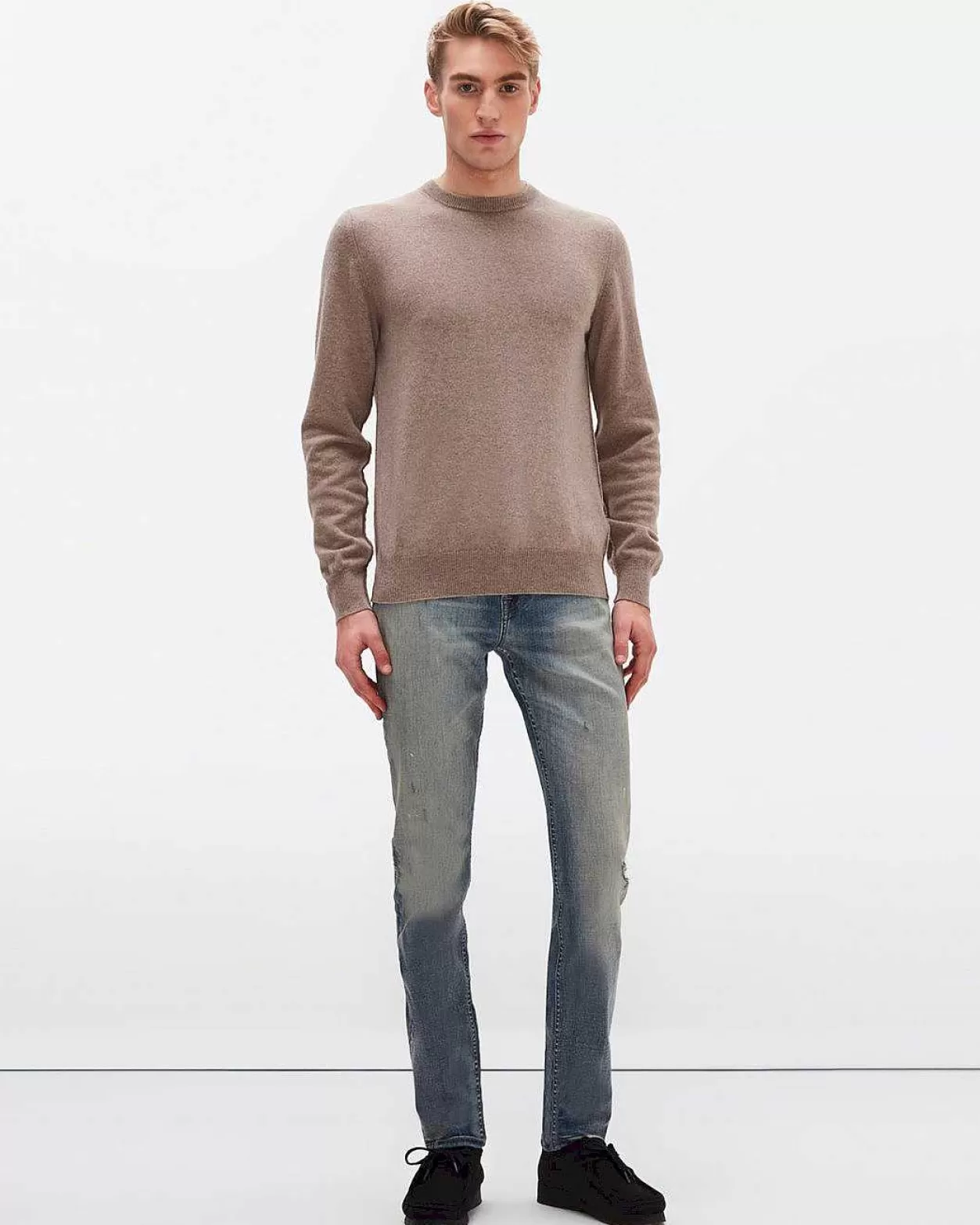 Men 7 For All Mankind Sweaters*Cashmere Crew In Taupe