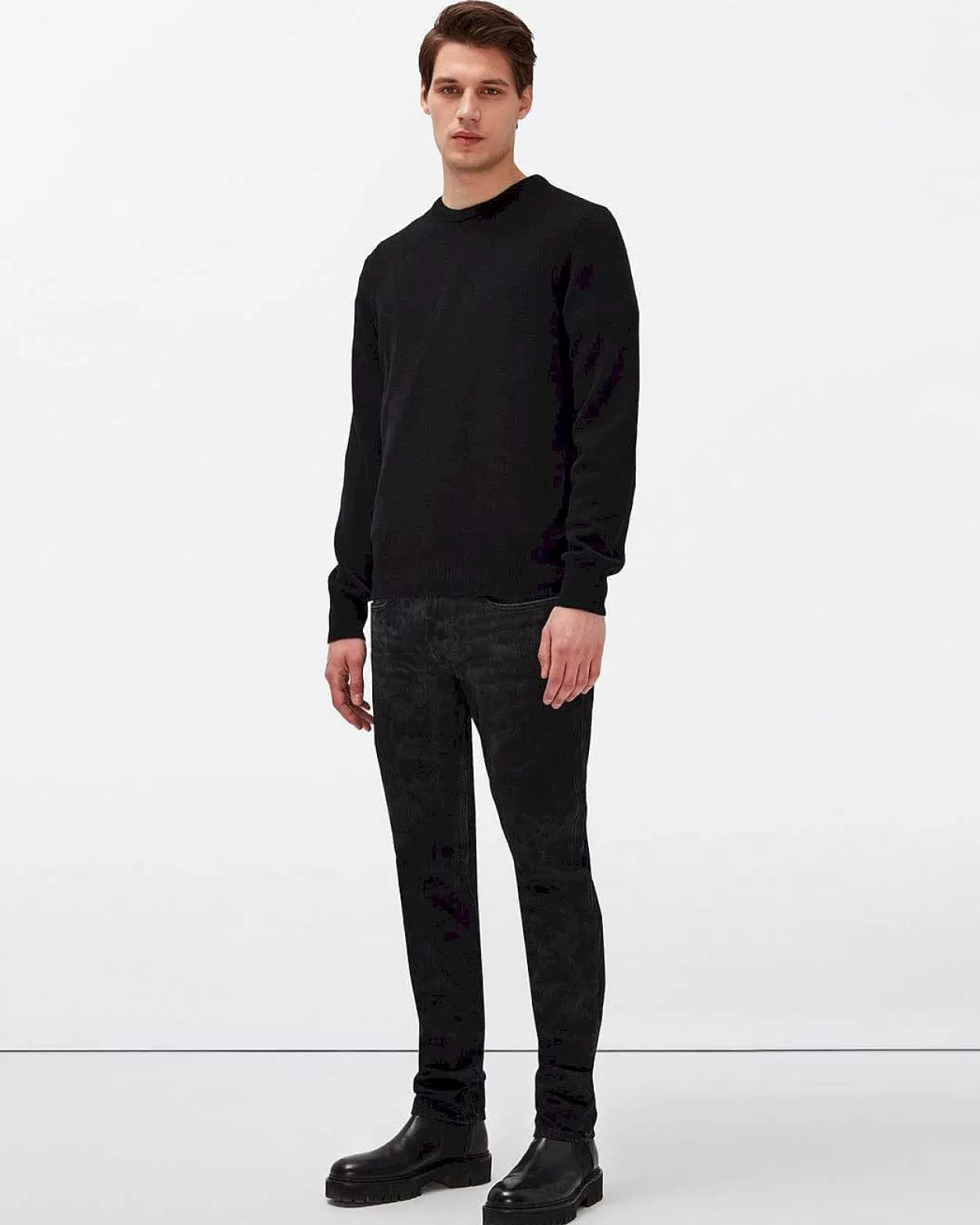 Men 7 For All Mankind Sweaters*Cashmere Crew In Black