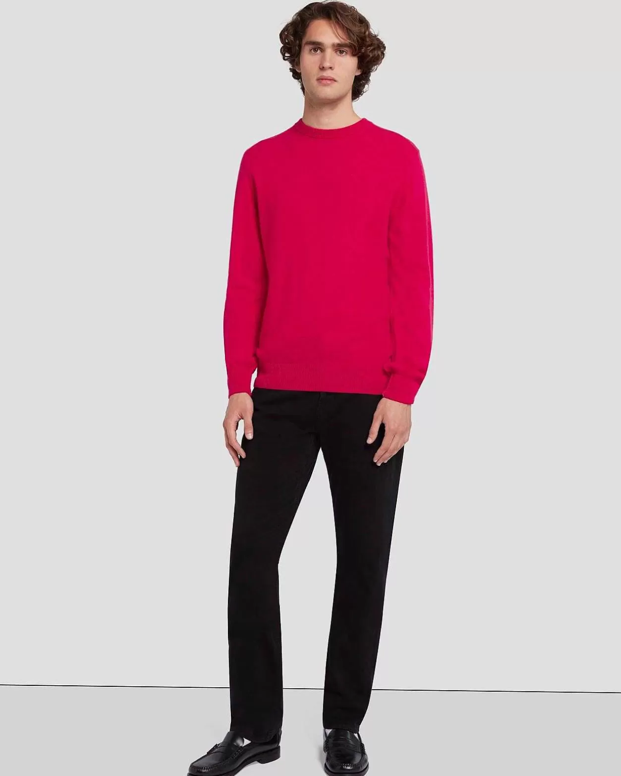 Men 7 For All Mankind Sweaters*Cashmere Crew Sweater In Raspberry