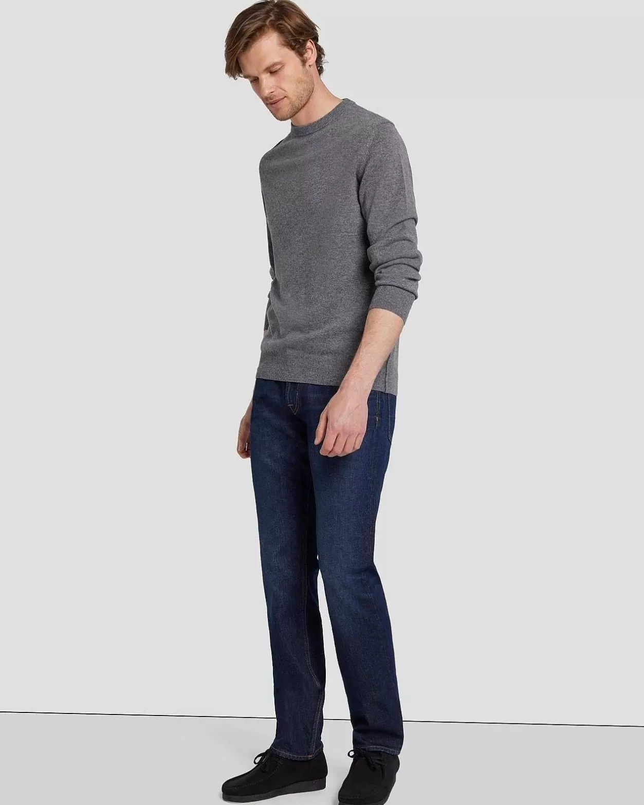 Men 7 For All Mankind Sweaters*Cashmere Crew Sweater In Heather Grey