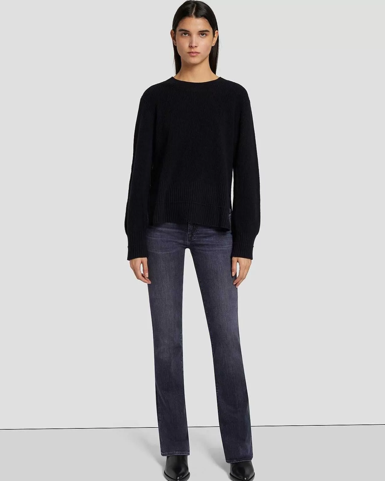 Women 7 For All Mankind Sweaters*Cashmere Crewneck Sweater In Black