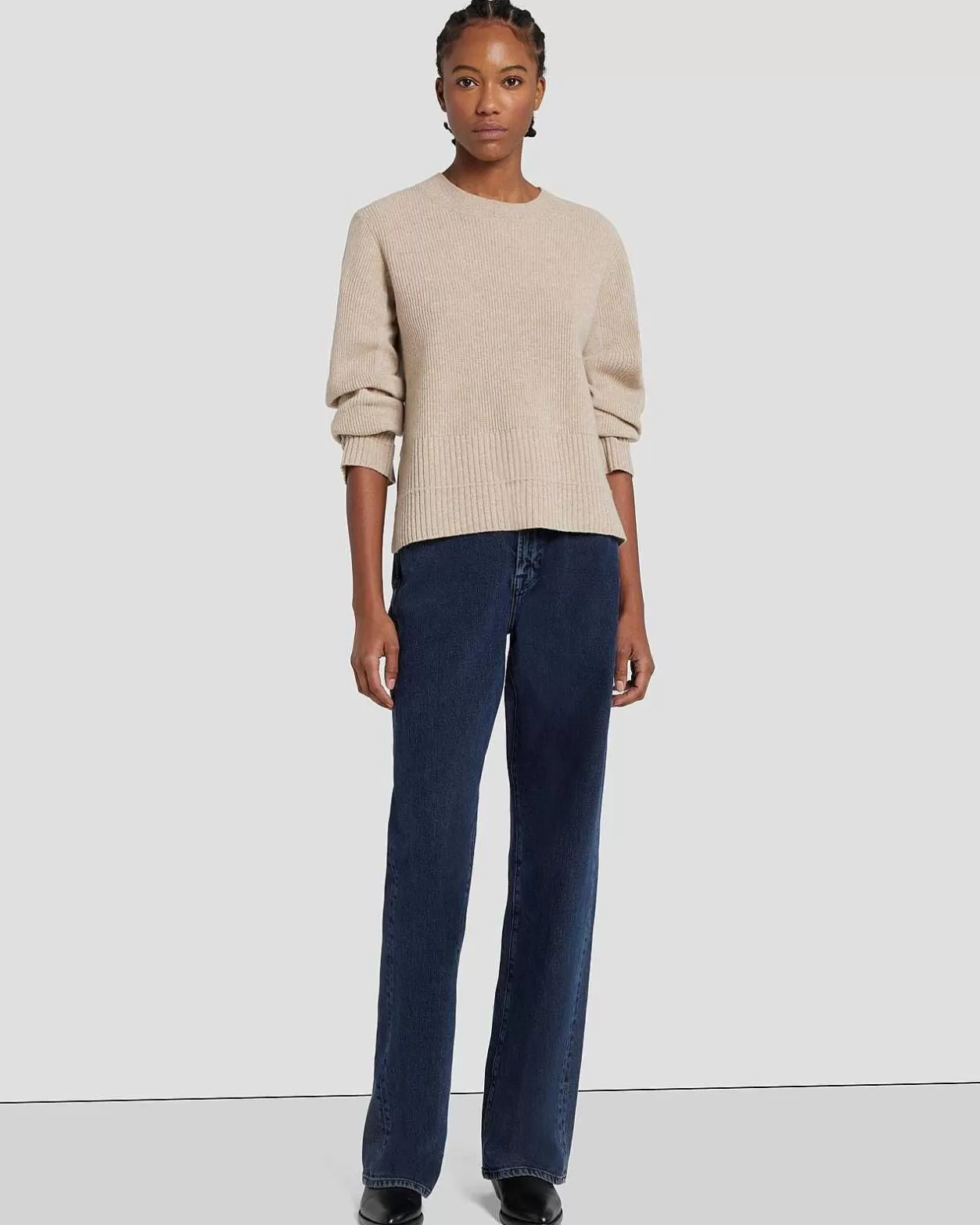 Women 7 For All Mankind Sweaters*Cashmere Crewneck Sweater In Oatmeal