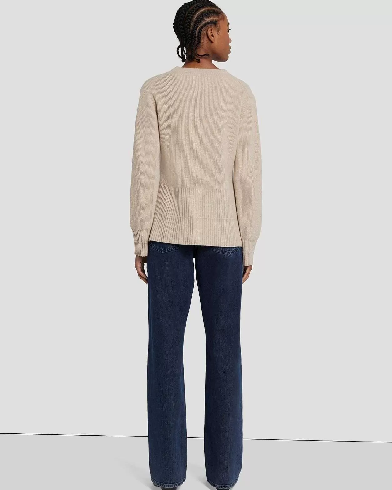 Women 7 For All Mankind Sweaters*Cashmere Crewneck Sweater In Oatmeal