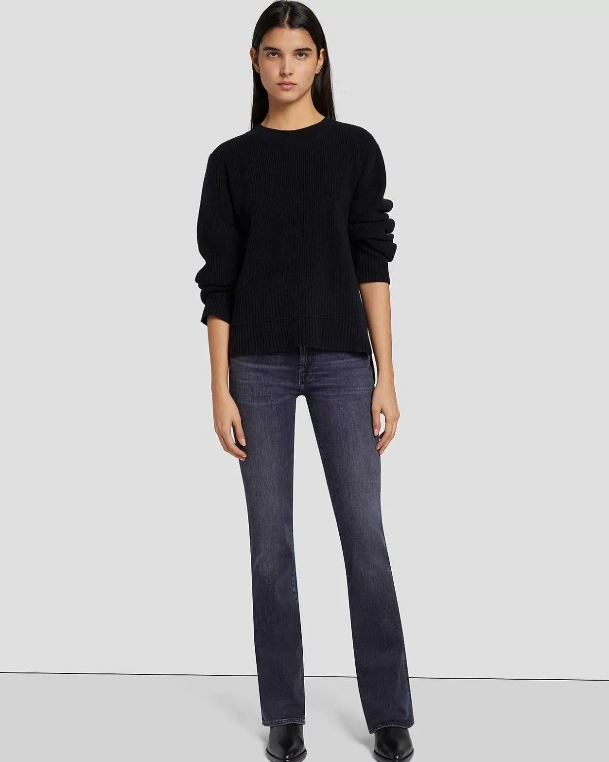 Women 7 For All Mankind Sweaters*Cashmere Crewneck Sweater In Black