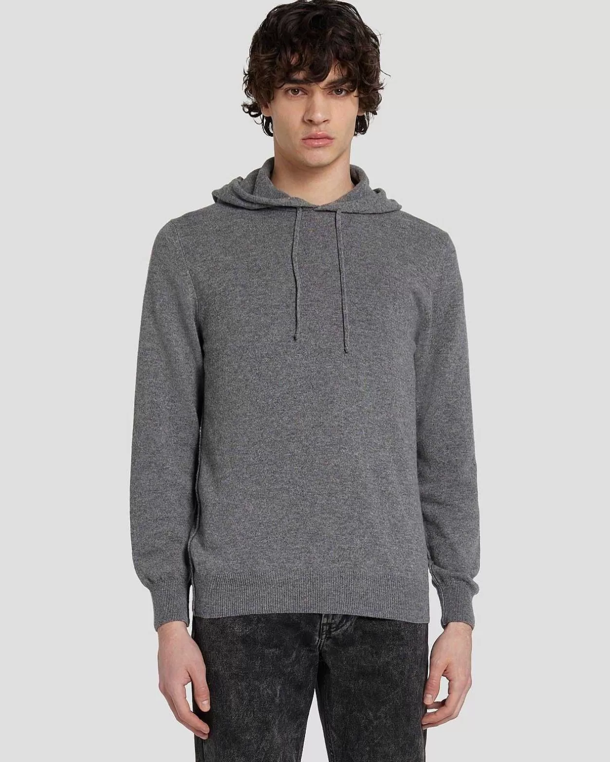 Men 7 For All Mankind Sweaters*Cashmere Hoodie In Heather Grey