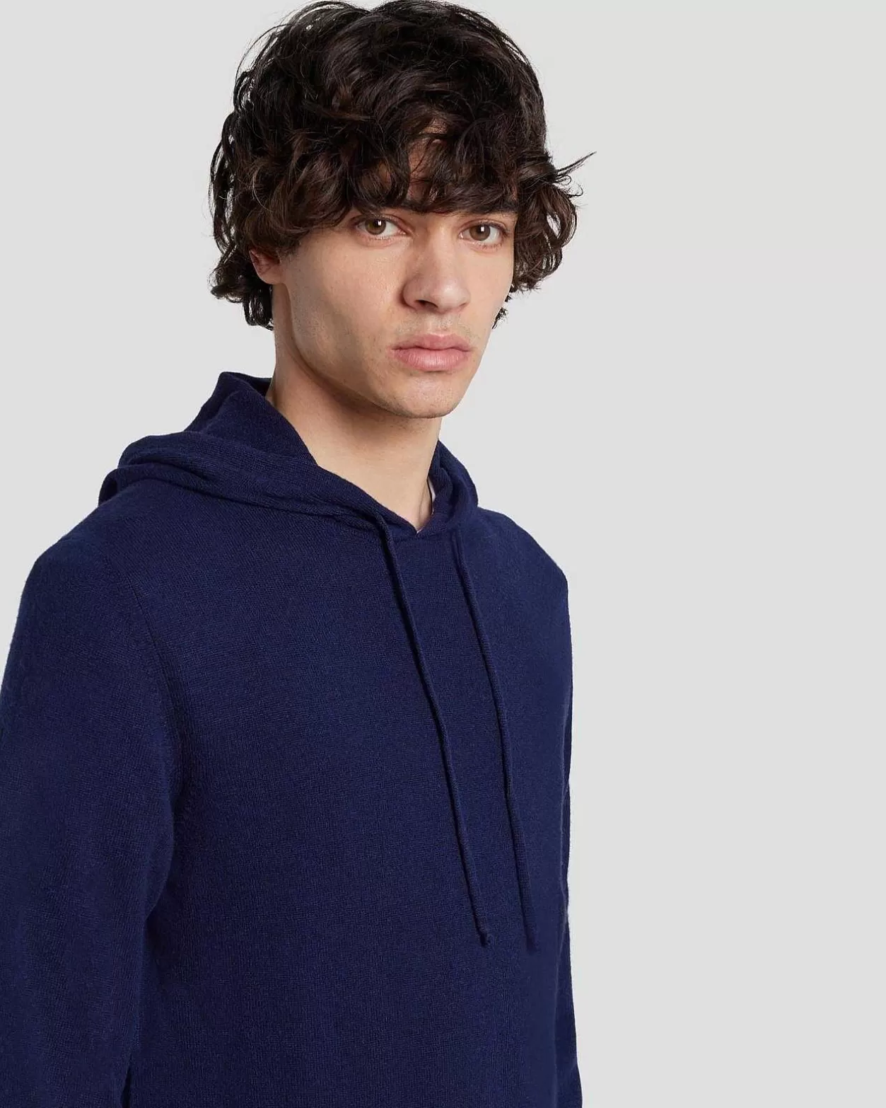 Men 7 For All Mankind Sweaters*Cashmere Hoodie In Navy