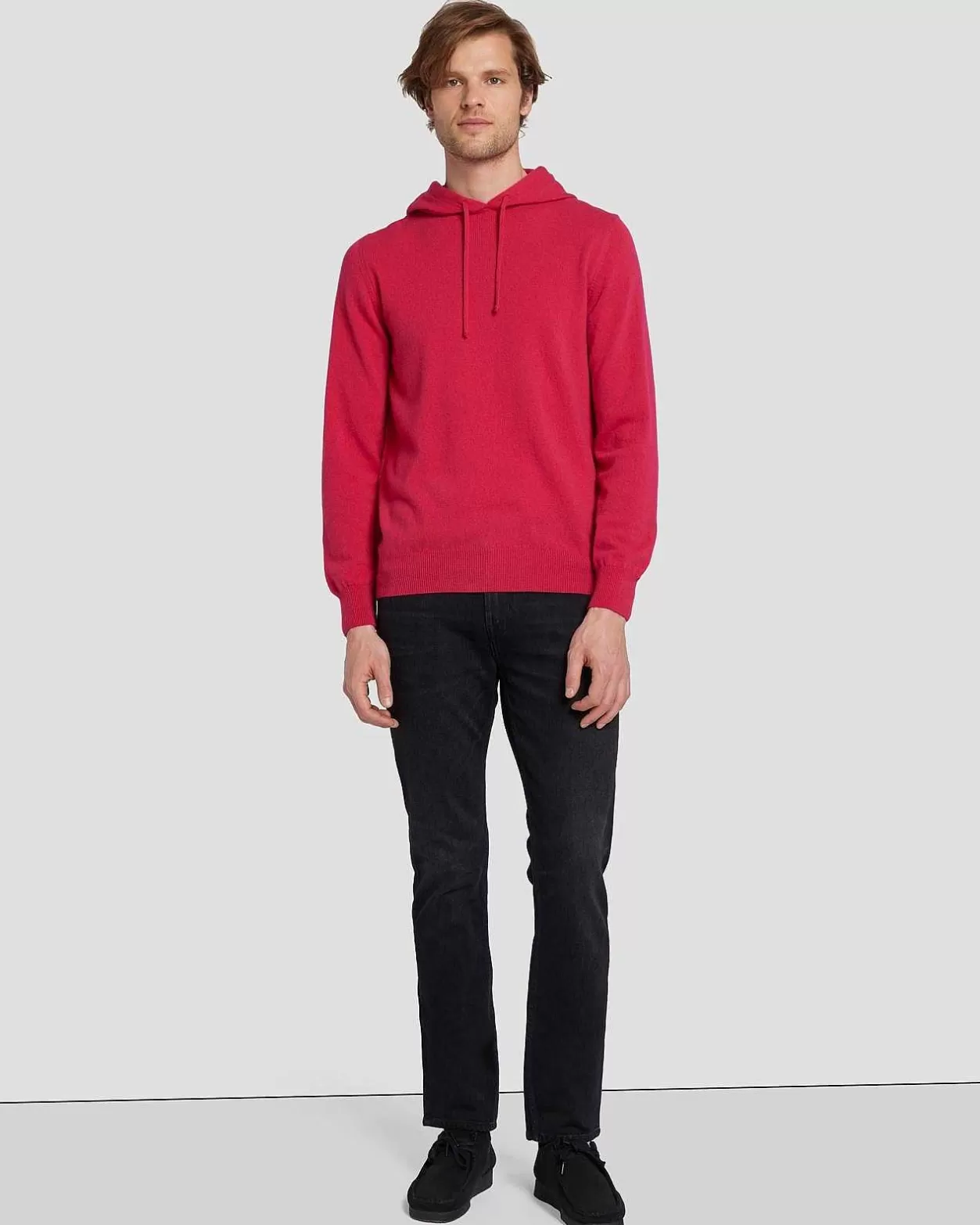 Men 7 For All Mankind Sweaters*Cashmere Hoodie In Raspberry