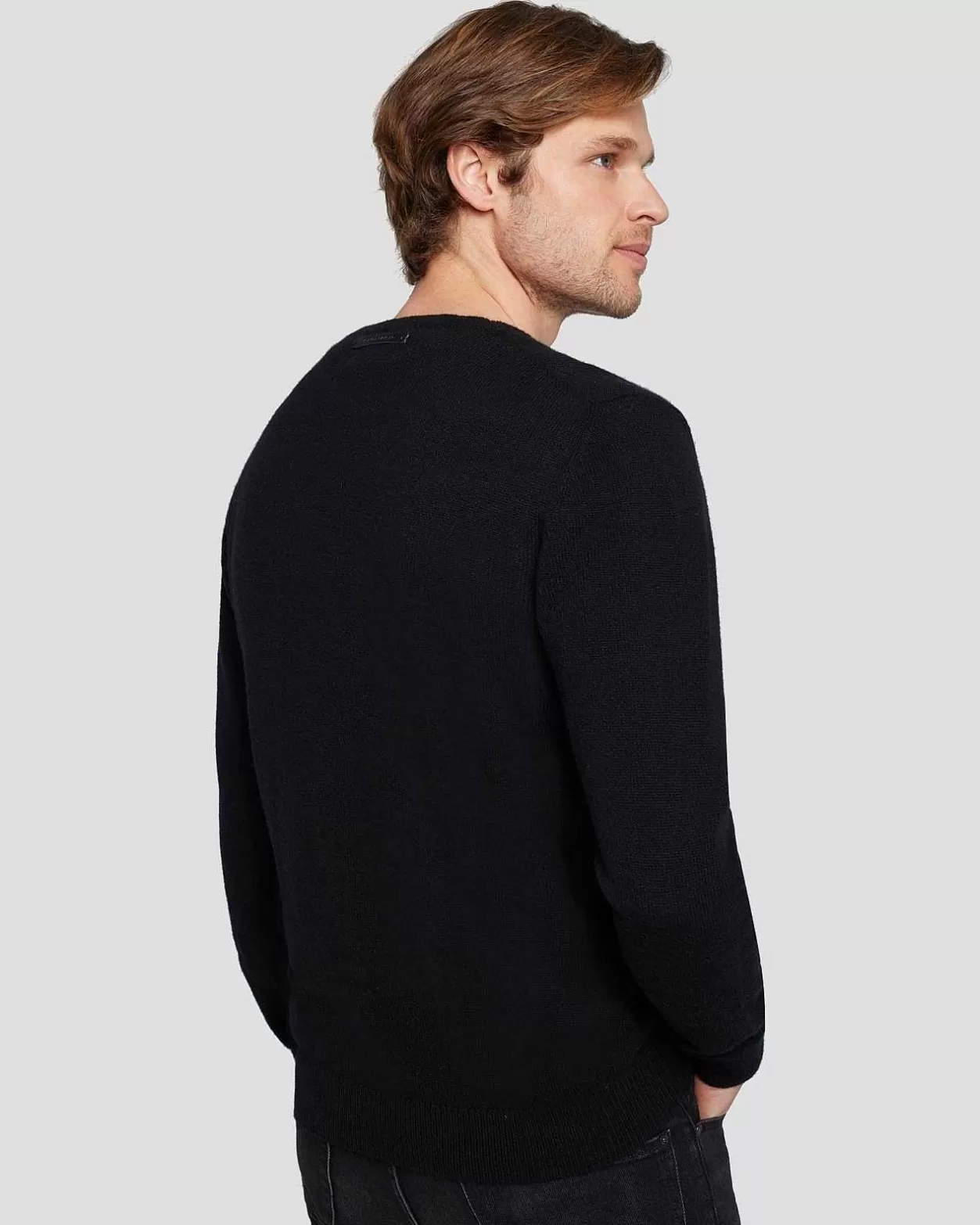 Men 7 For All Mankind Sweaters*Cashmere Wool Instarsia Crewneck In Black