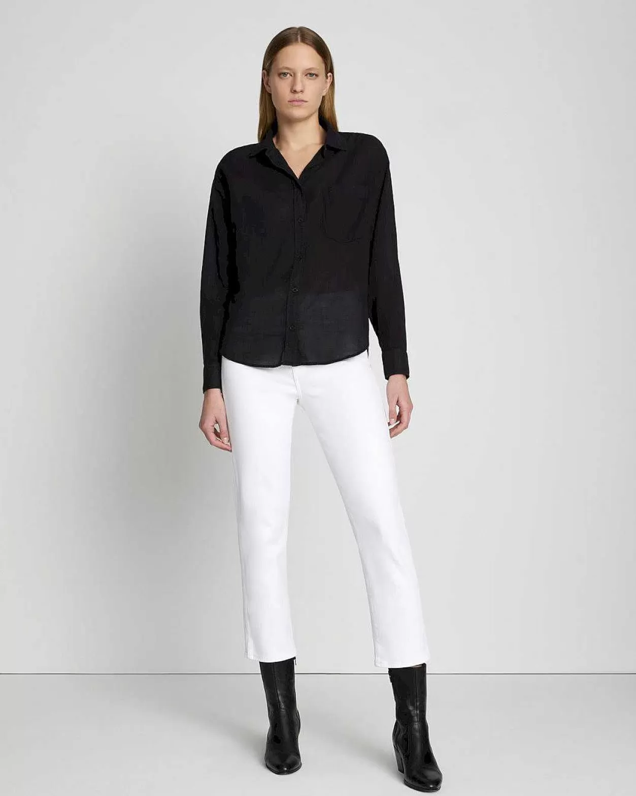 Women 7 For All Mankind Tops*Classic Button Up Shirt In Black