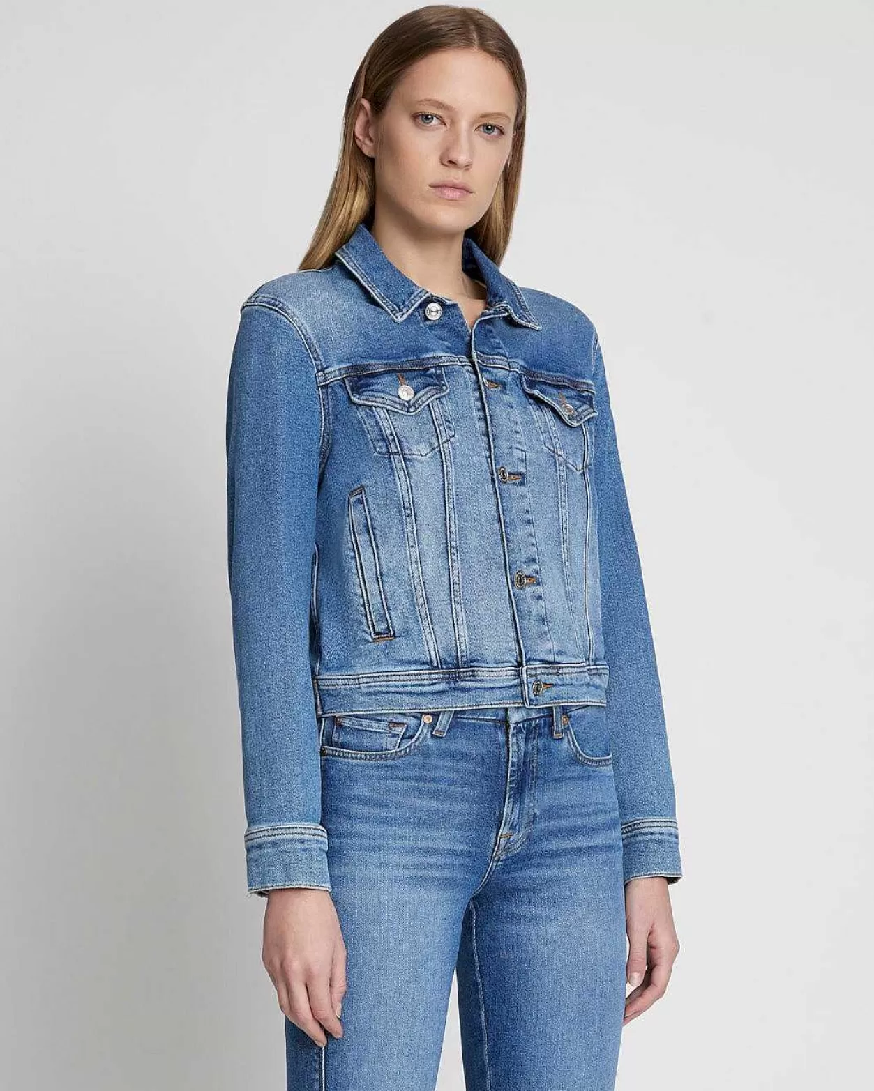 Women 7 For All Mankind Jeans*Classic Trucker Jacket In Lyme