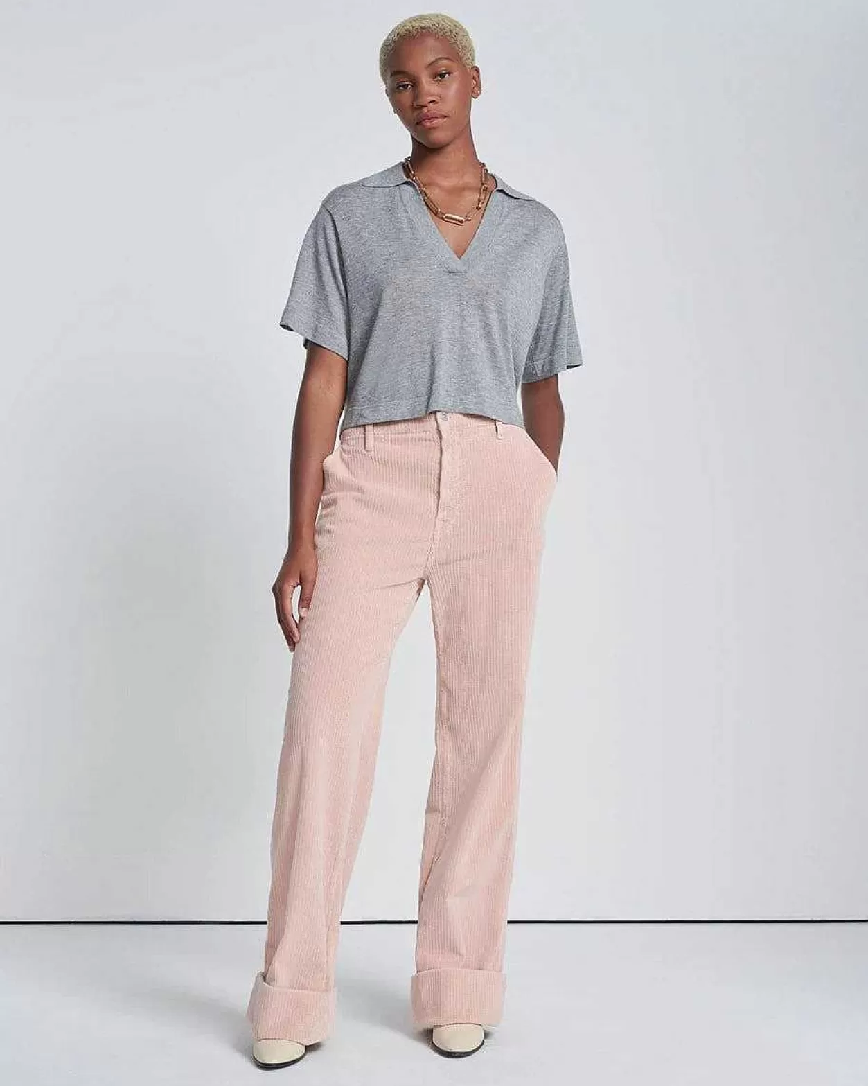 Women 7 For All Mankind Pants*Corduroy Easy Trouser In Cameo Rose