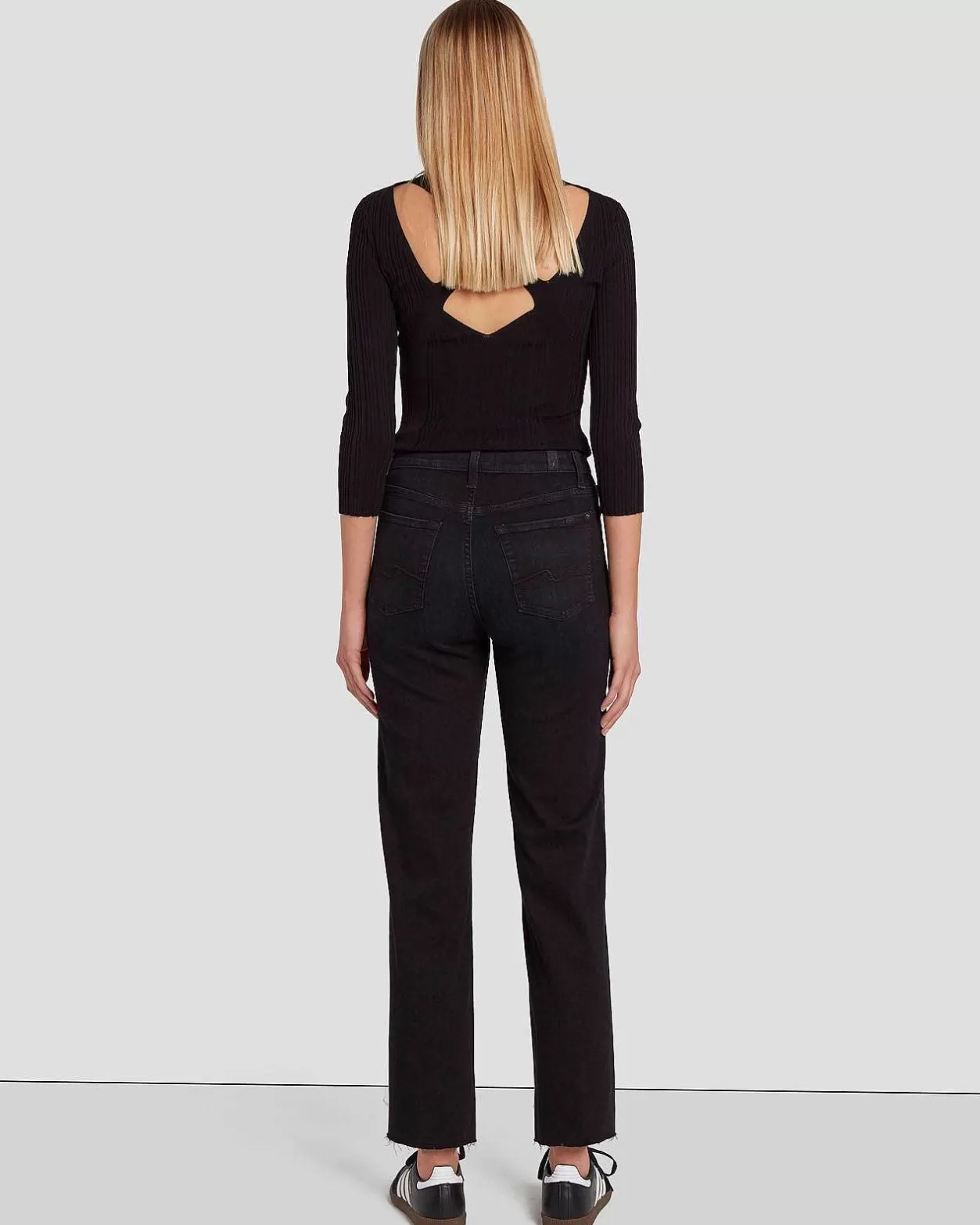 Women 7 For All Mankind Jeans*Cropped Alexa In Black Rose