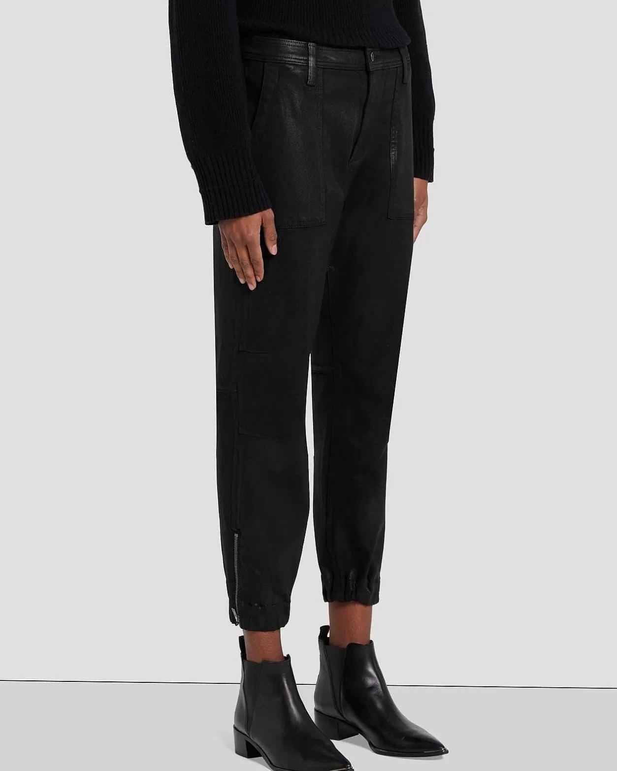 Women 7 For All Mankind Jeans*Darted Boyfriend Jogger In Coated Black