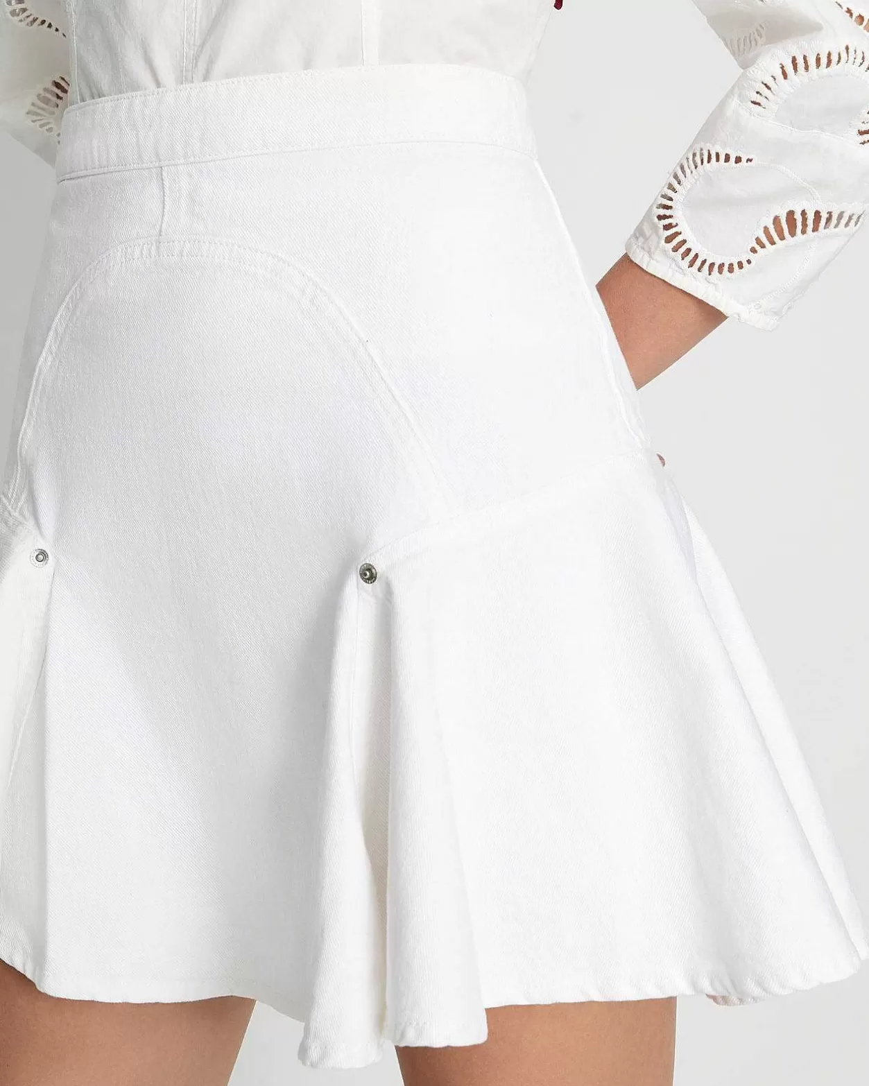 Women 7 For All Mankind Jeans*Denim Flounce Skirt In Brilliant White