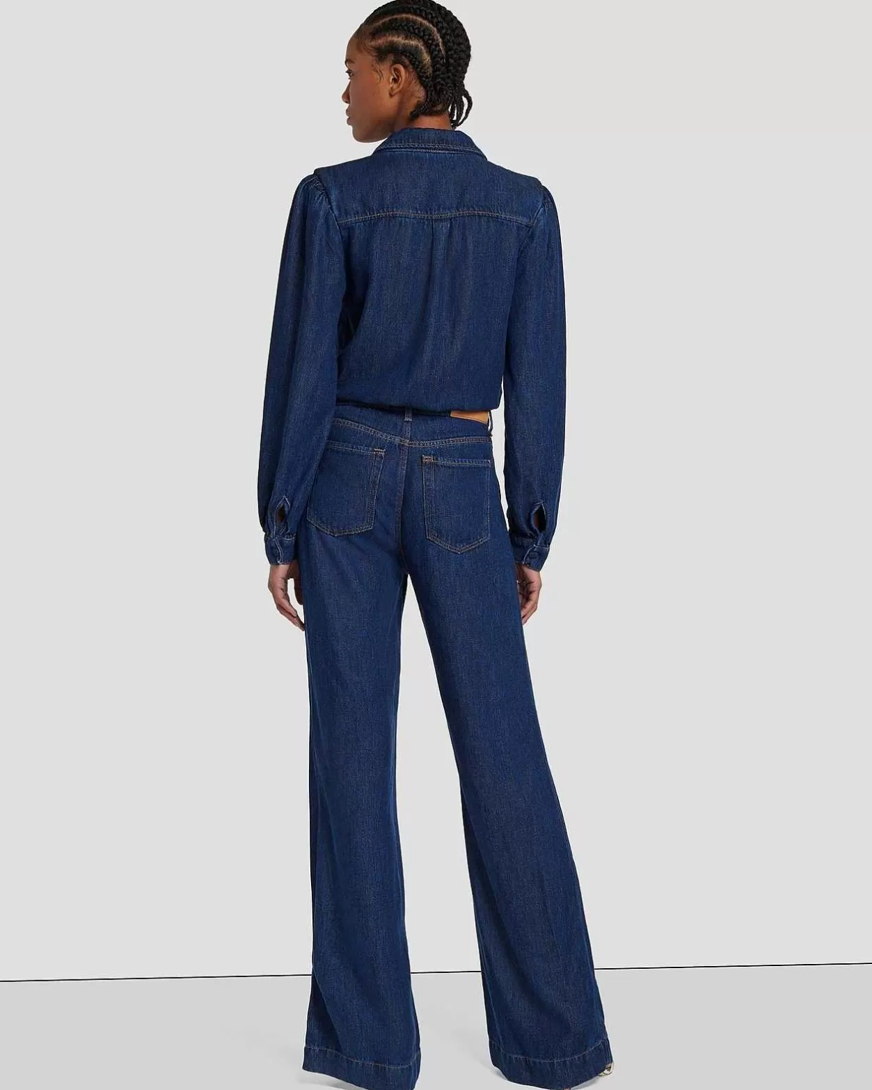 Women 7 For All Mankind Jeans*Denim Lustre Long Sleeve Jumpsuit In Poppy