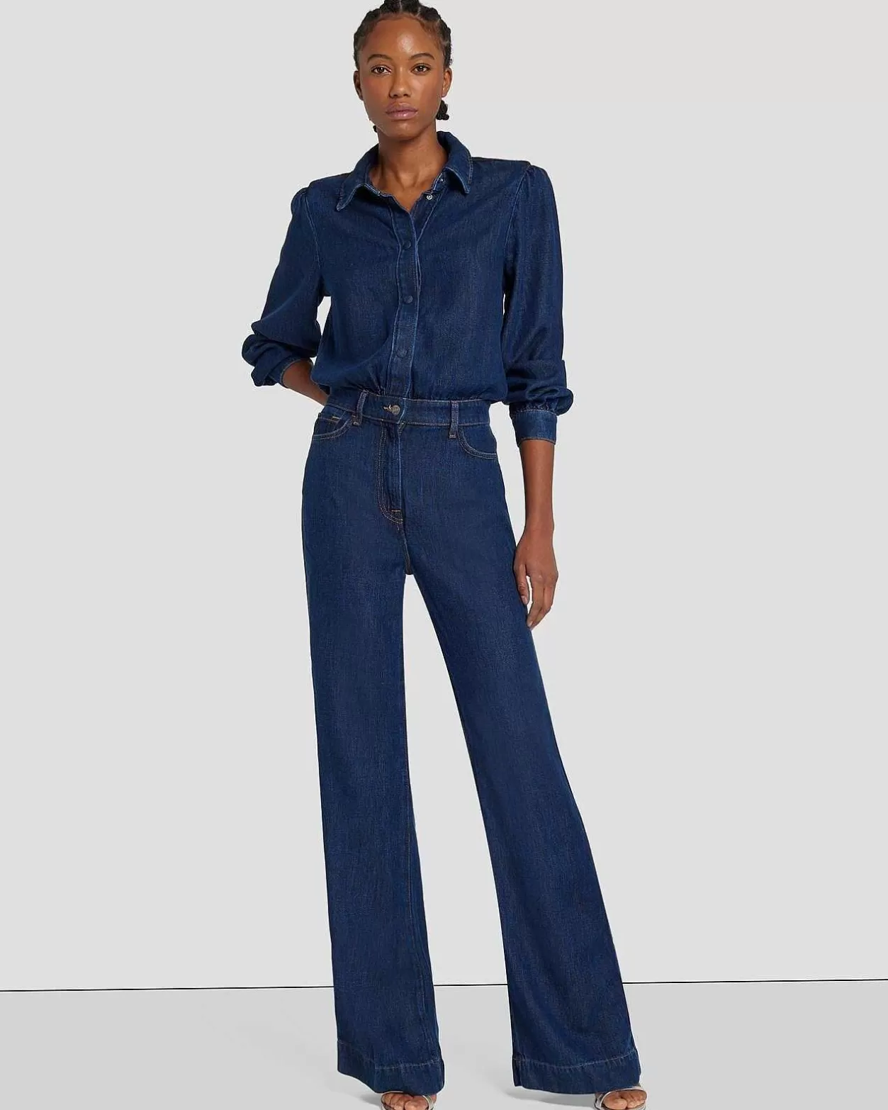 Women 7 For All Mankind Jeans*Denim Lustre Long Sleeve Jumpsuit In Poppy