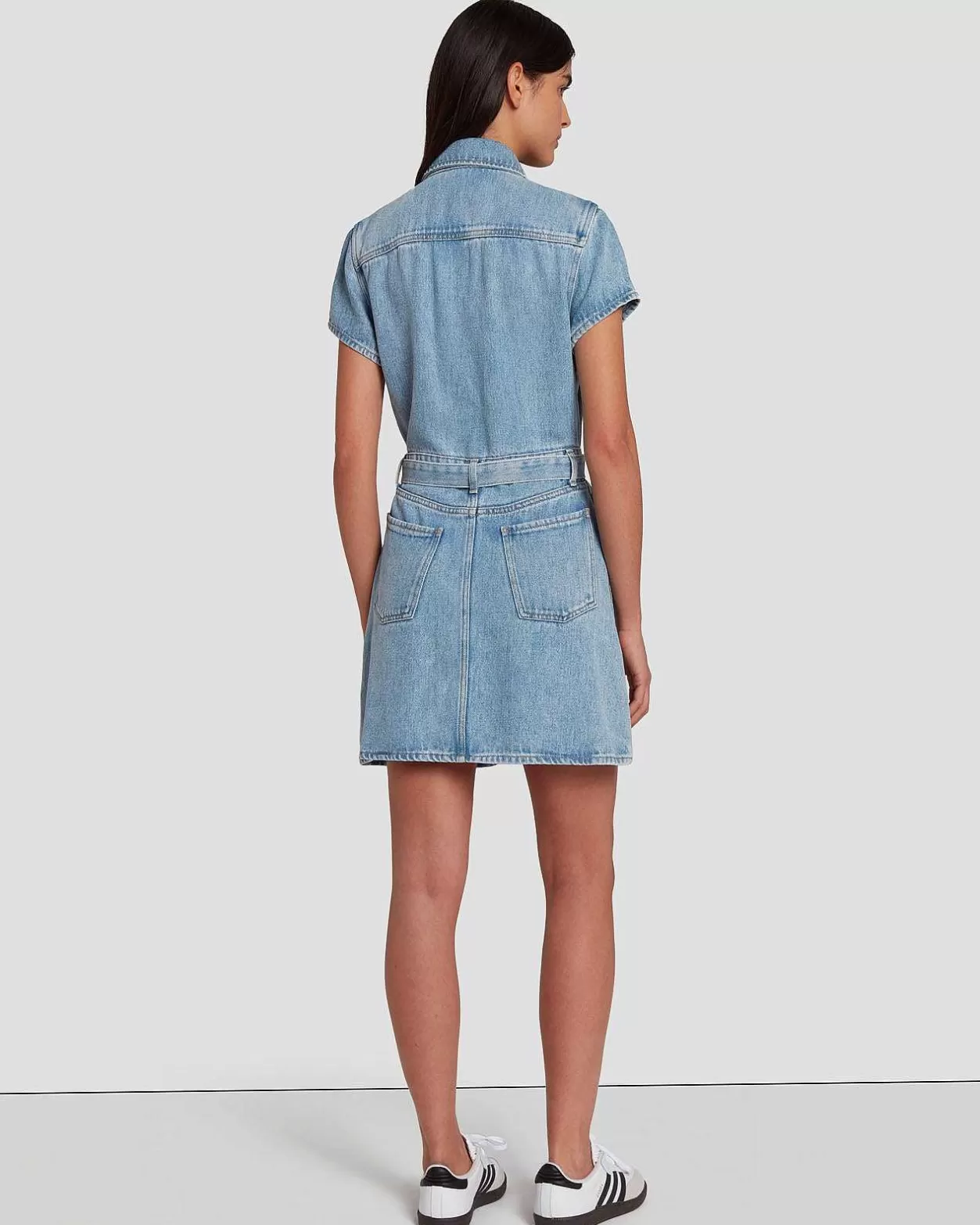 Women 7 For All Mankind Jeans*Denim Lustre Shirt Dress In Volcan Blue