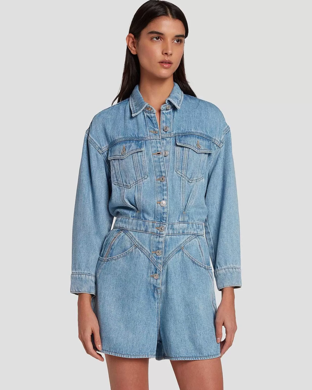 Women 7 For All Mankind Jeans*Denim Lustre Shortall In Volcan Blue