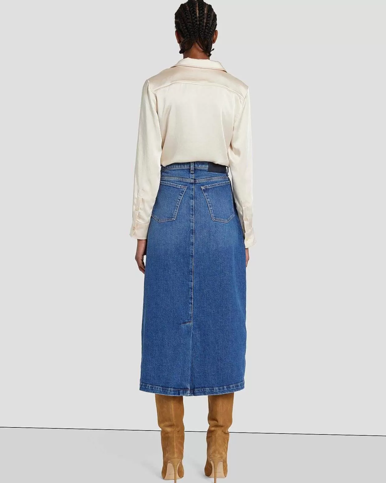 Women 7 For All Mankind Jeans*Denim Midi Skirt In Explorer