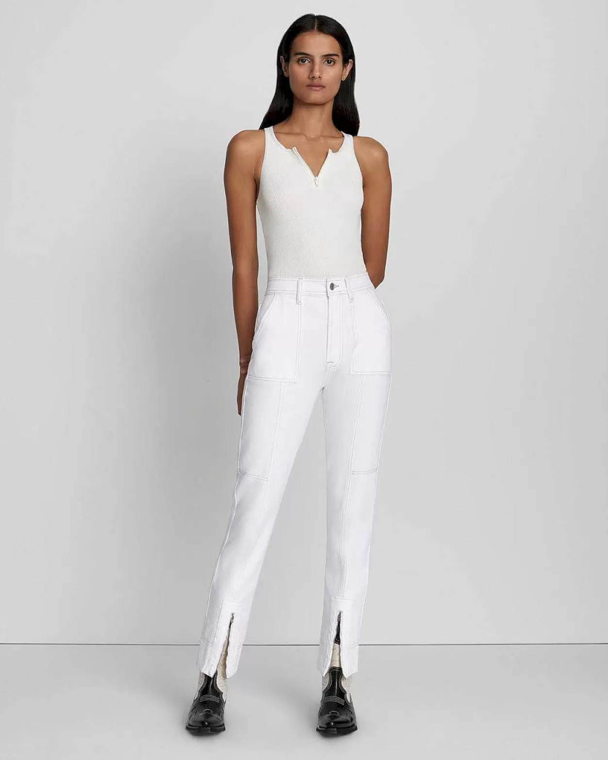 Women 7 For All Mankind Jeans*Easy Slim Cargo Jean In Brilliant White