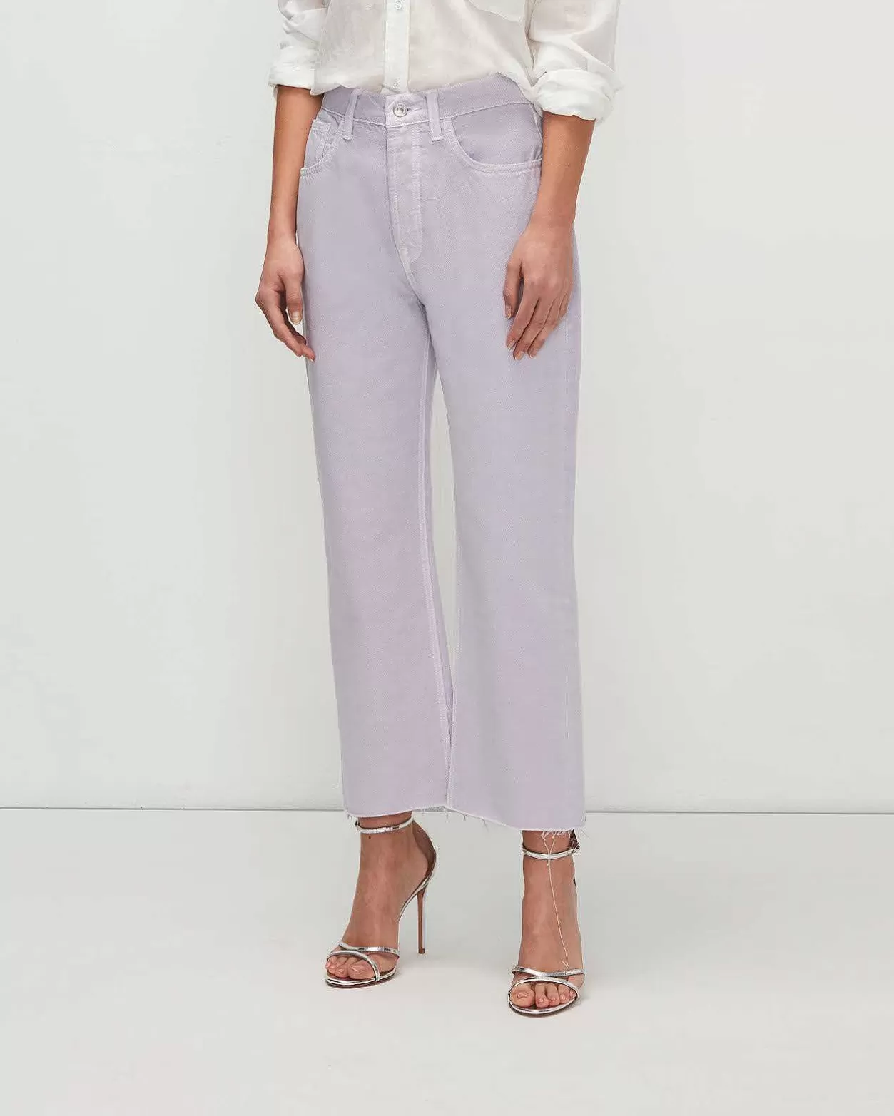 Women 7 For All Mankind Jeans*Easy Straight Ankle With Cut Hem In Lavender