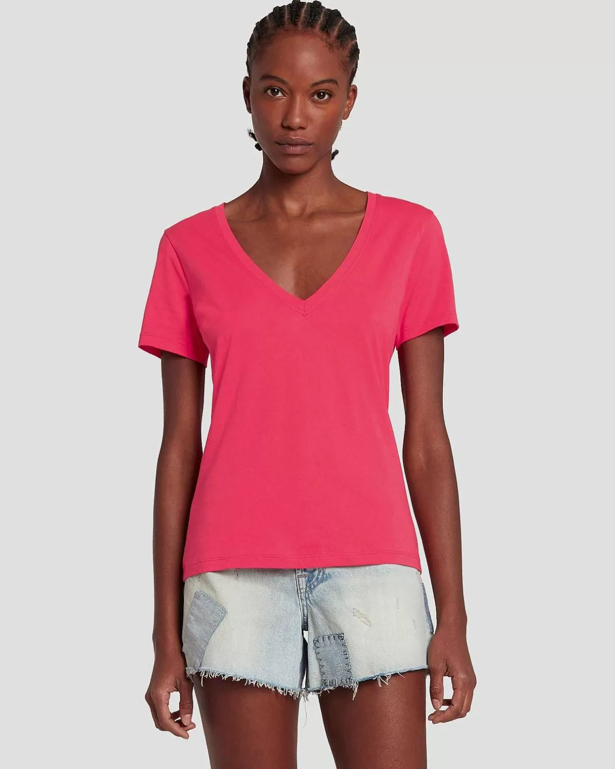 Women 7 For All Mankind Tops*Easy V-Neck In Geranium