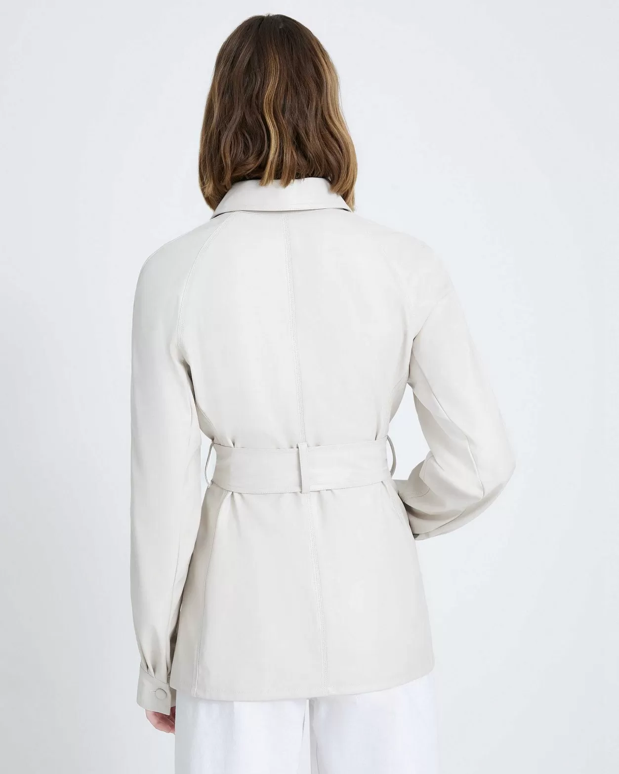 Women 7 For All Mankind Jackets & Coats*Faux Leather Belted Safari Jacket In Antique White