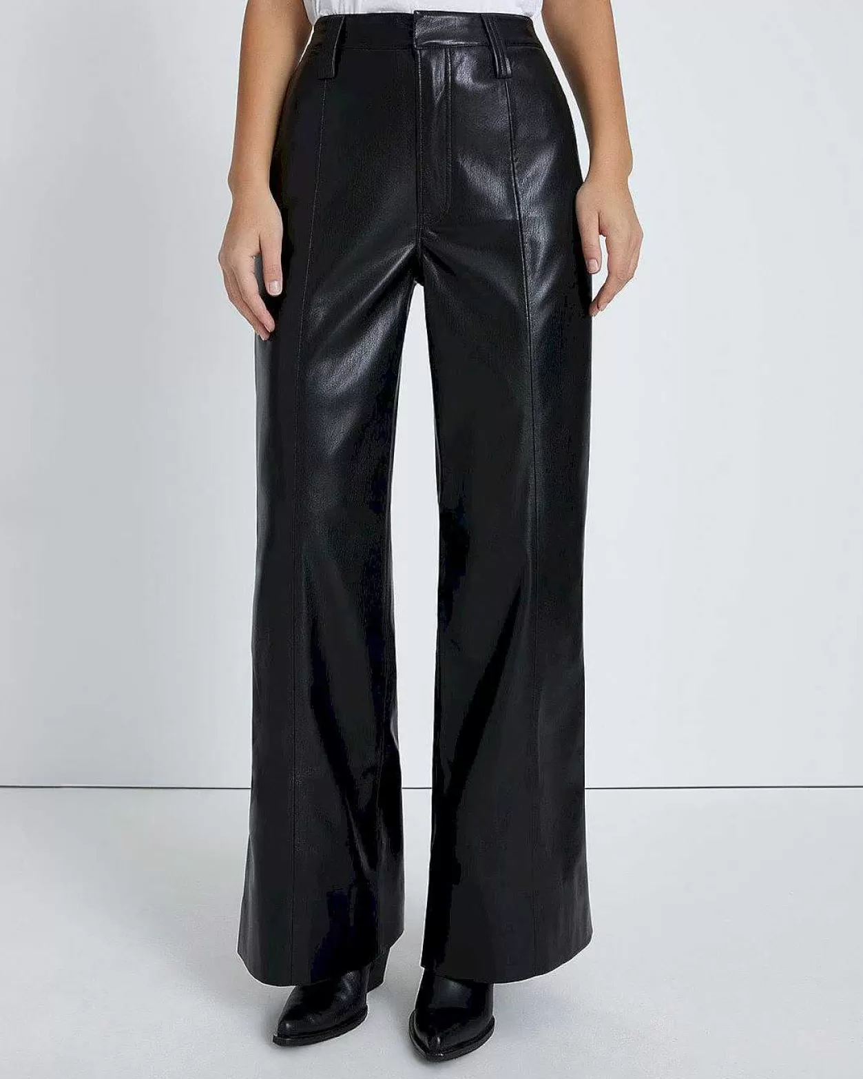 Women 7 For All Mankind Pants*Faux Leather Easy Trouser In Black