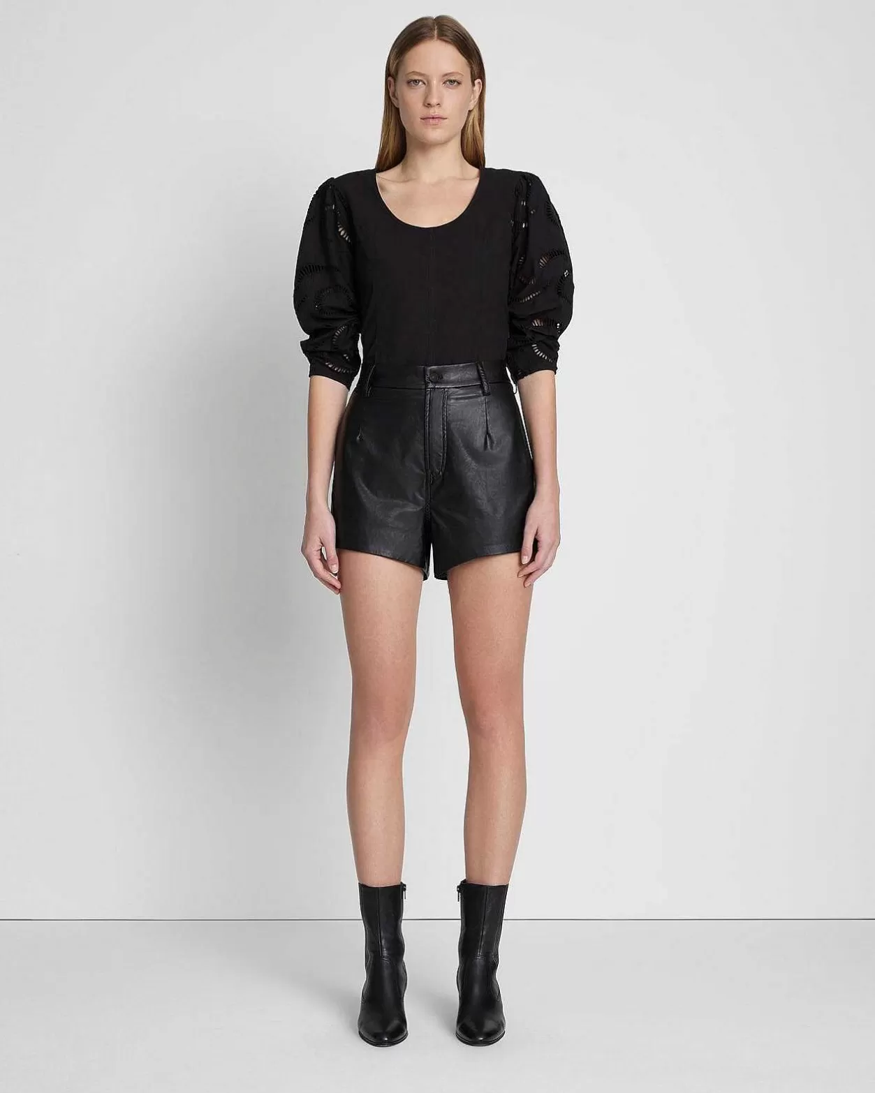 Women 7 For All Mankind Shorts & Skirts*Faux Leather Tailored Short In Black