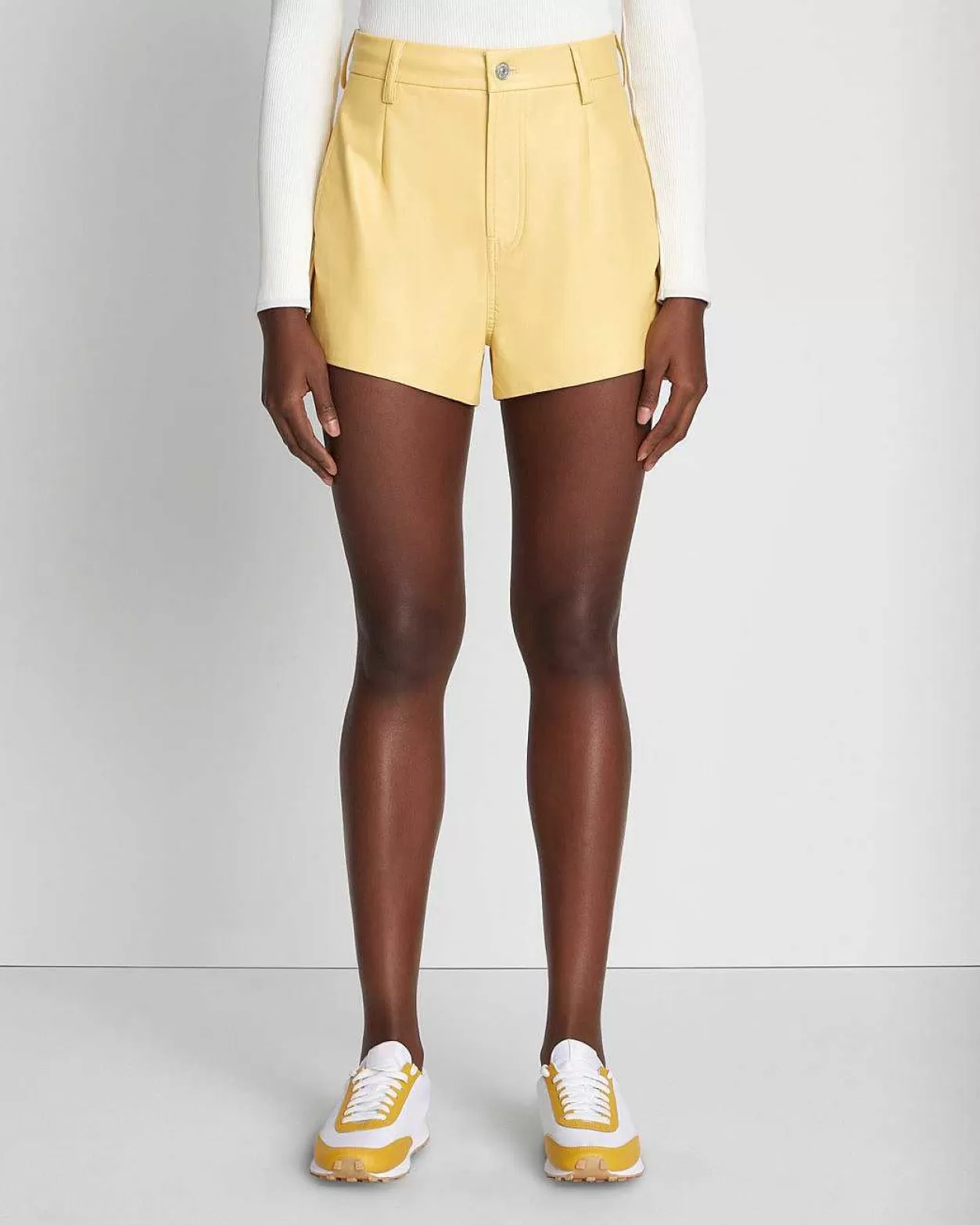 Women 7 For All Mankind Shorts & Skirts*Faux Leather Tailored Short In Jojoba