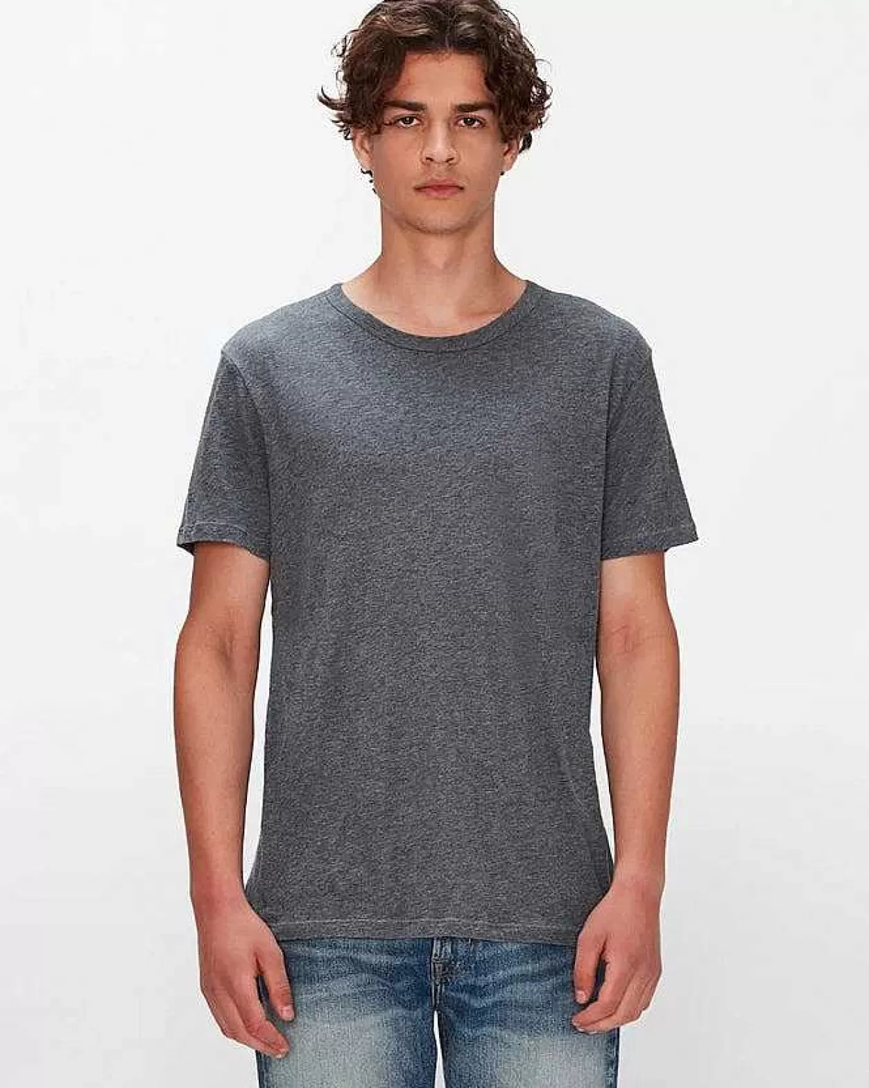 Men 7 For All Mankind Shirts*Featherweight Cotton Tee In Heather Grey