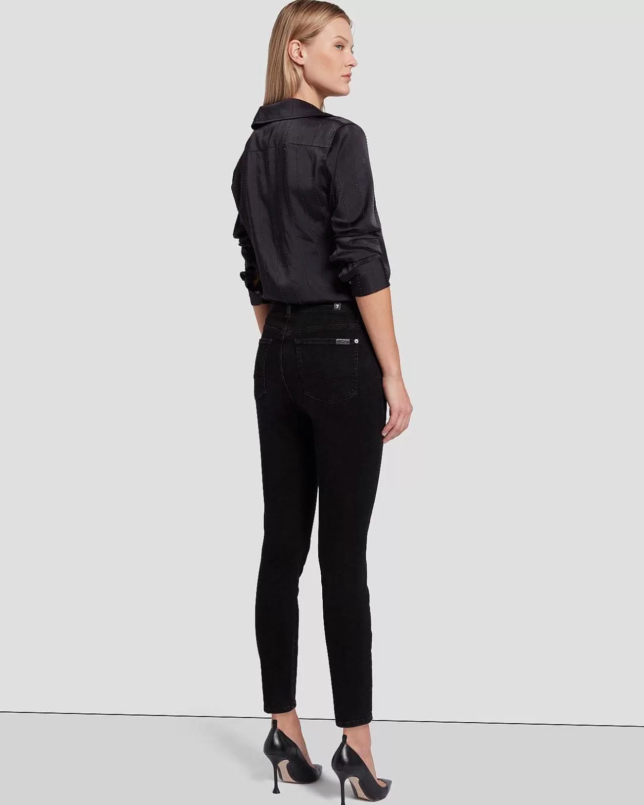 Women 7 For All Mankind Jeans*High Waist Ankle Skinny In Black Rose