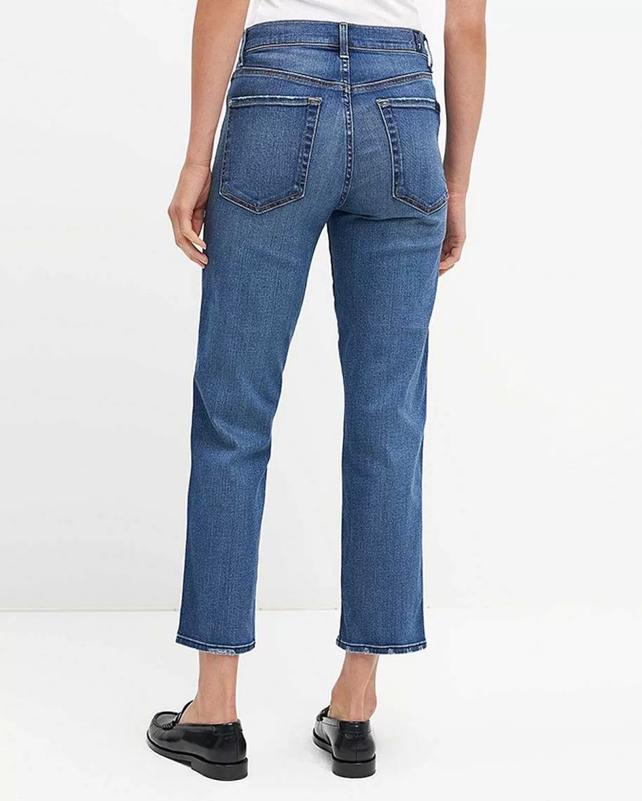 Women 7 For All Mankind Jeans*High Waist Cropped Straight In Distressed Authentic Light Distauthlt