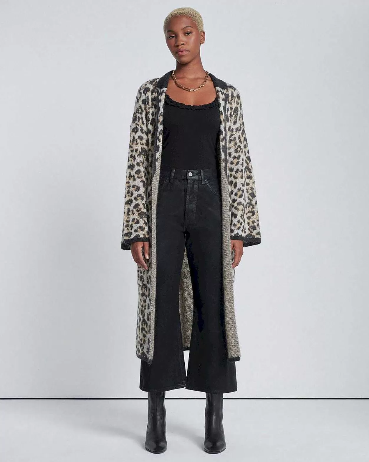 Women 7 For All Mankind Sweaters*Jacquard Long Sweater Cardigan In Leopard