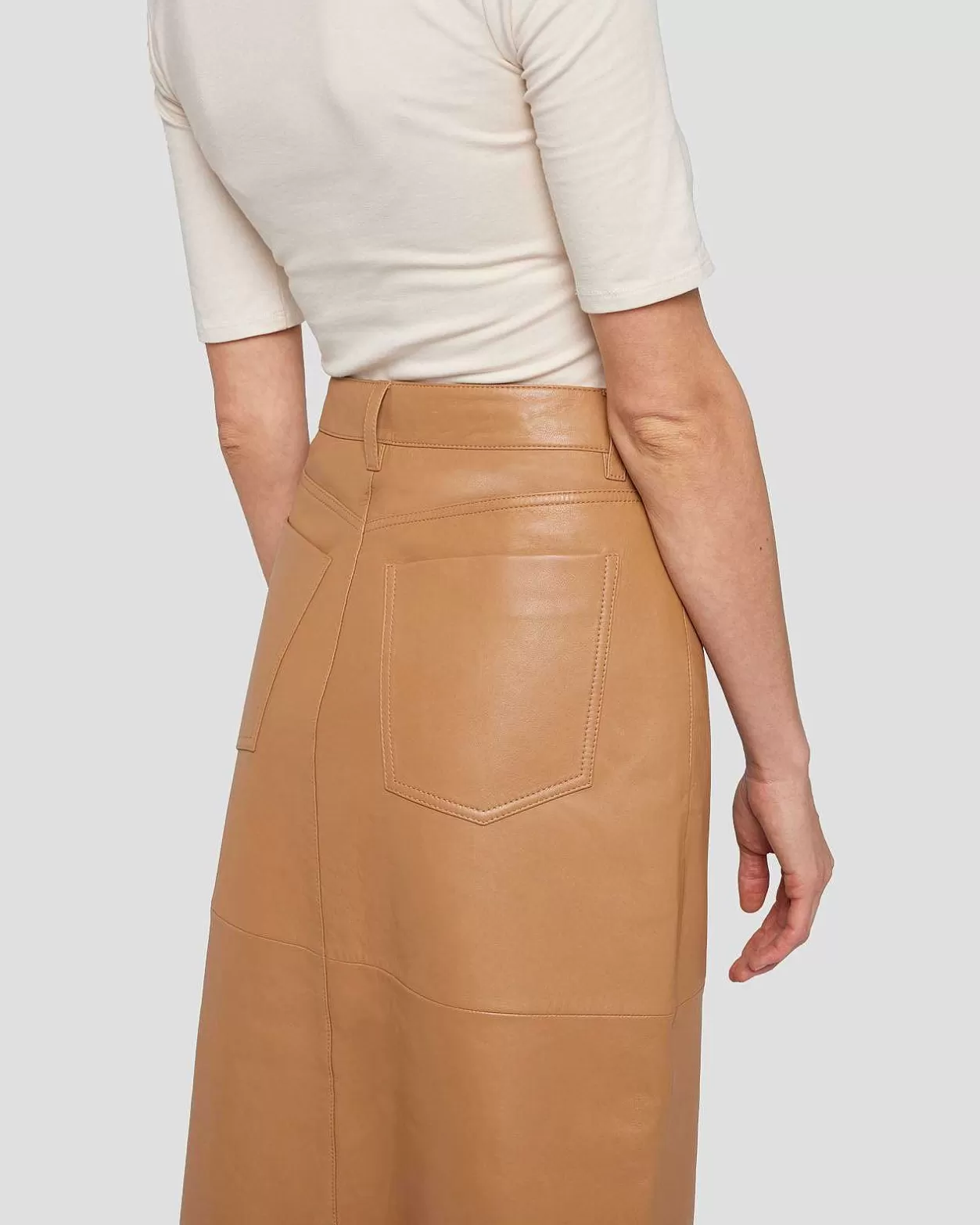 Women 7 For All Mankind Shorts & Skirts*Leather Midi Skirt In Brown Sugar