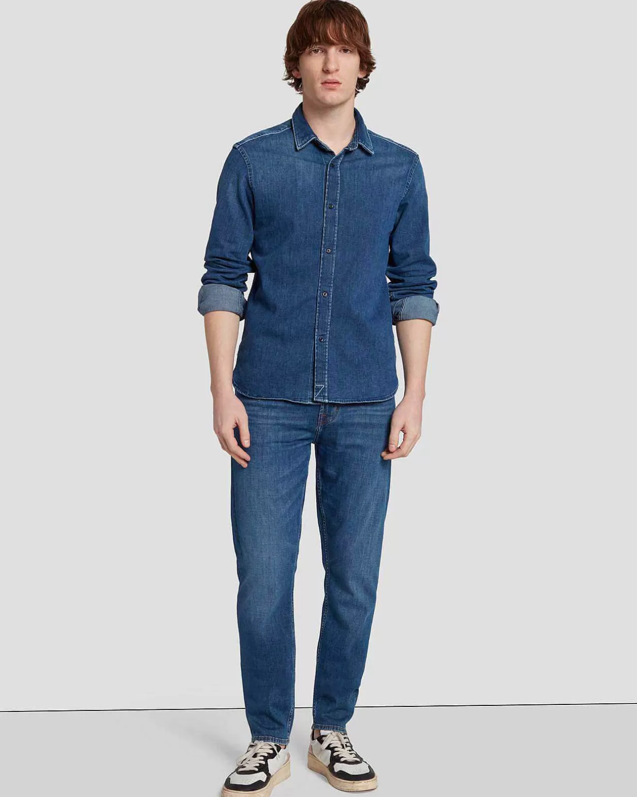 Men 7 For All Mankind Jeans*Left Hand Denim Shirt In Evasion