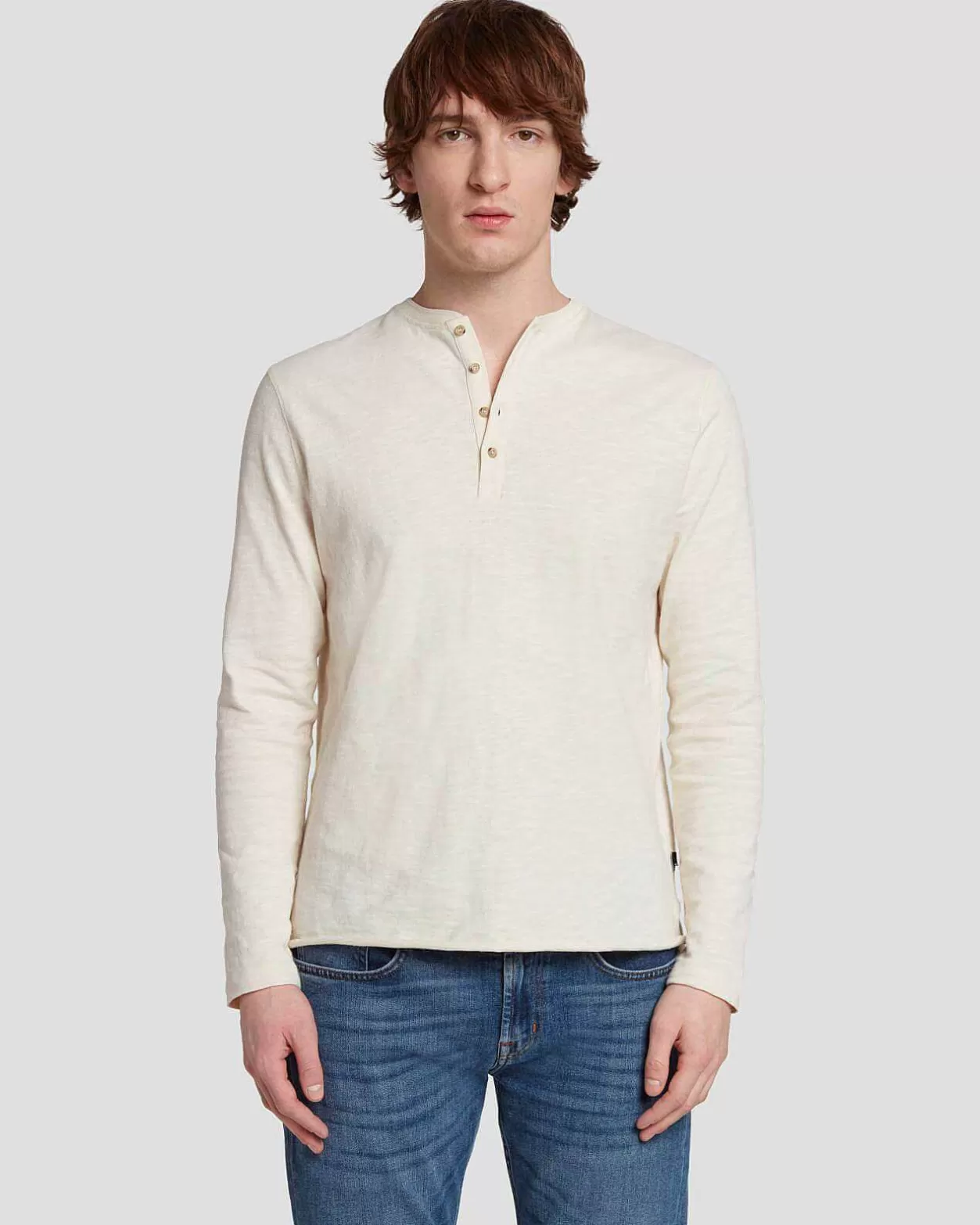 Men 7 For All Mankind Tees*Long Sleeve Henley In Dover White