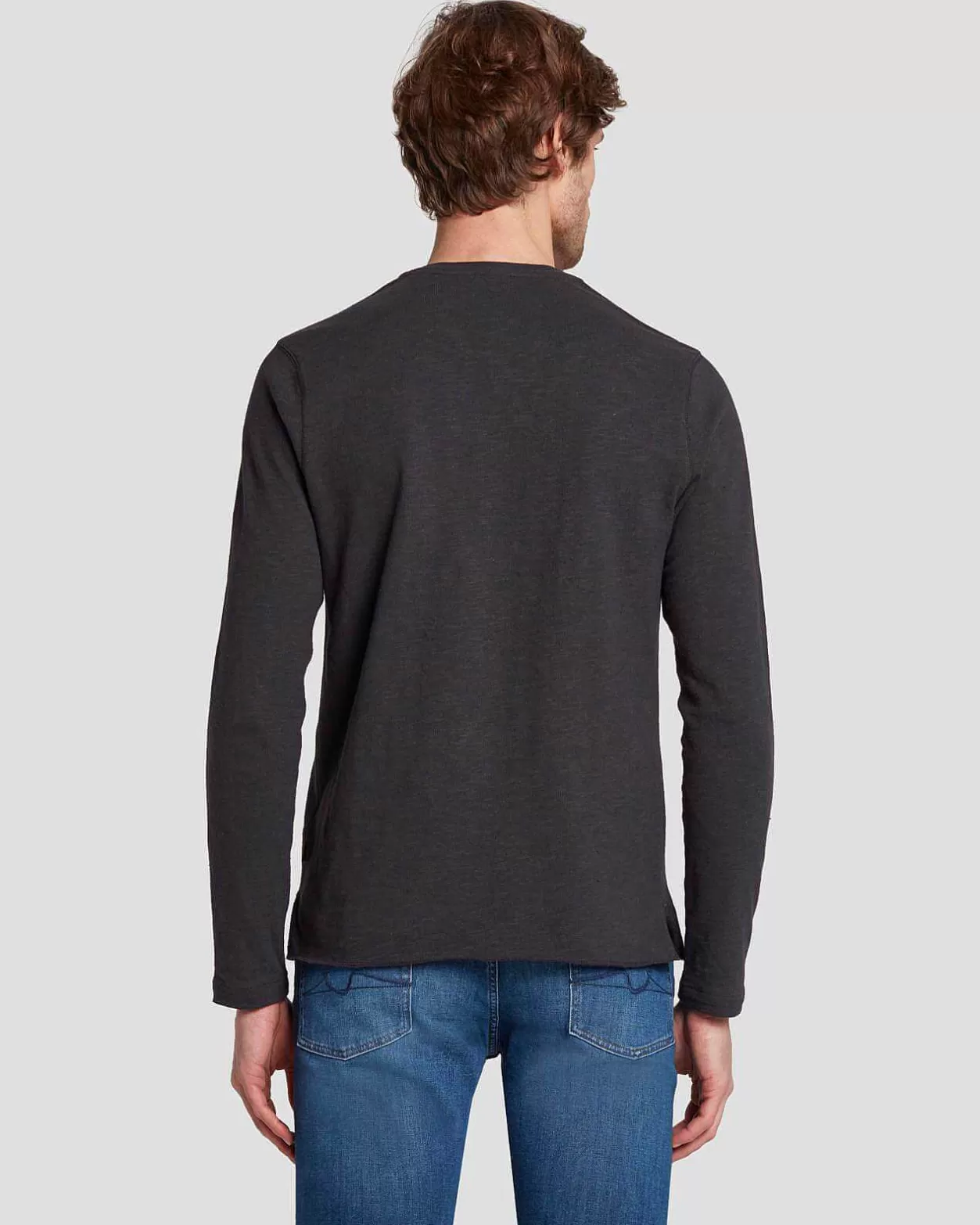 Men 7 For All Mankind Tees*Long Sleeve Henley In Naval Blue