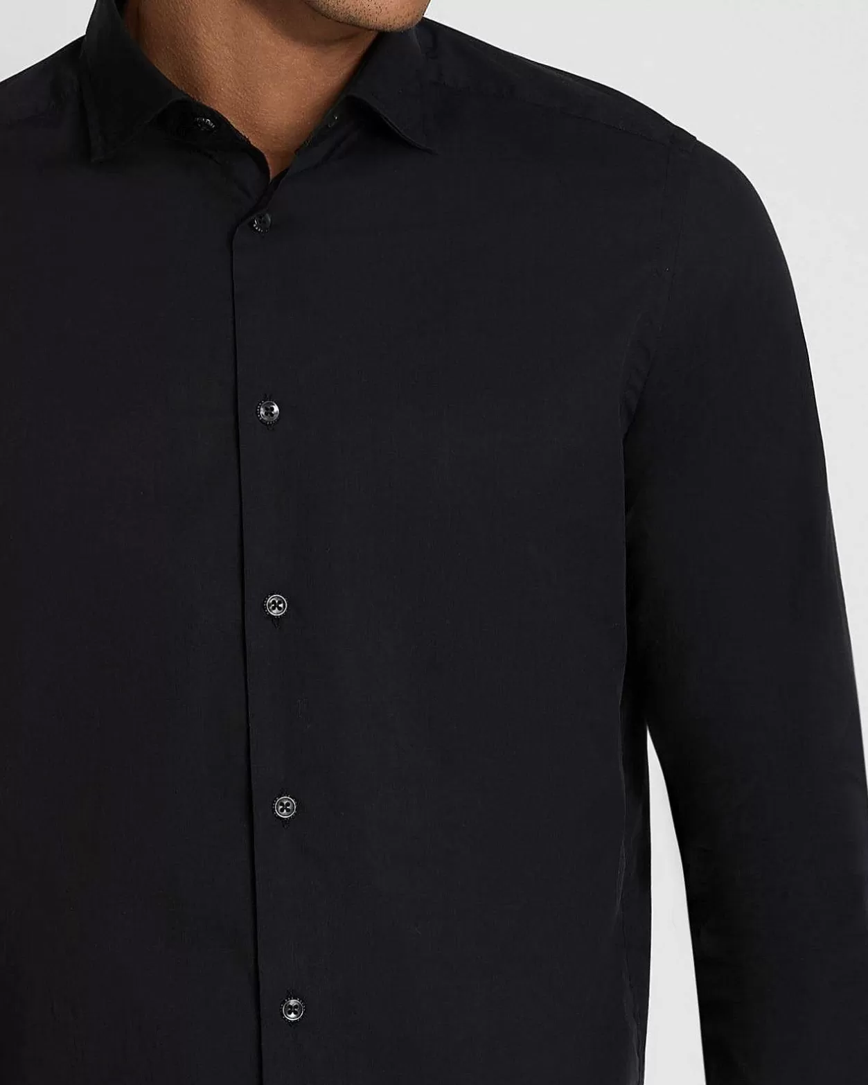 Men 7 For All Mankind Shirts*Long Sleeve Poplin Shirt In Black