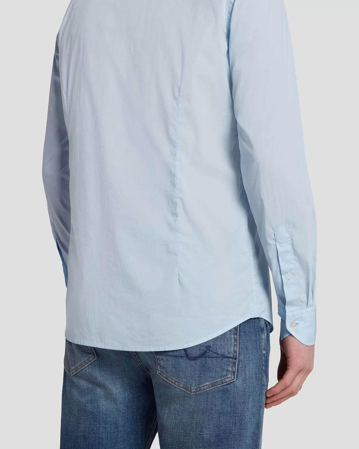 Men 7 For All Mankind Shirts*Long Sleeve Poplin Shirt In Light Blue