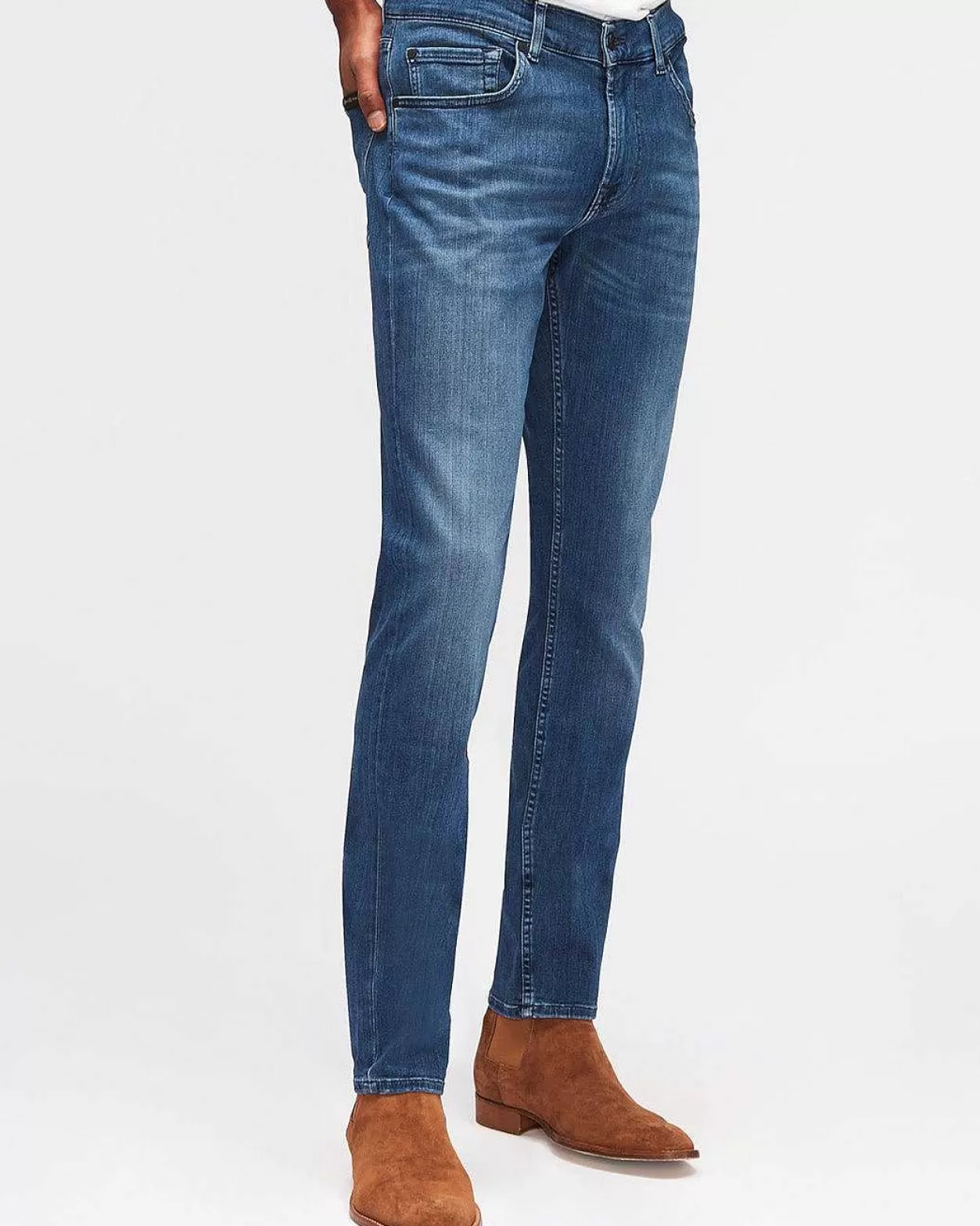 Men 7 For All Mankind Jeans*Luxe Performance Plus Slimmy In Mid Blue